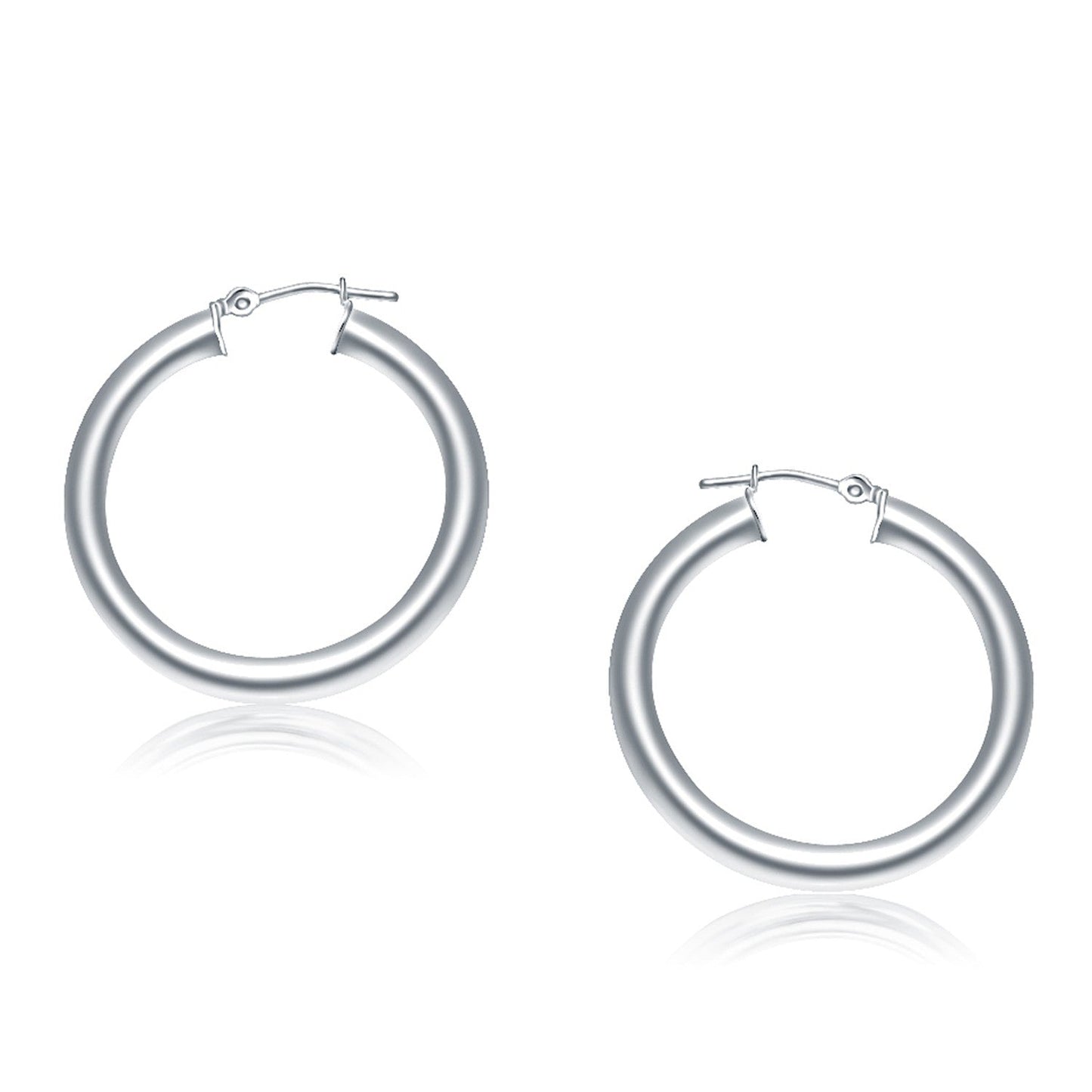14k White Gold Polished Hoop Earrings (30 mm)-0