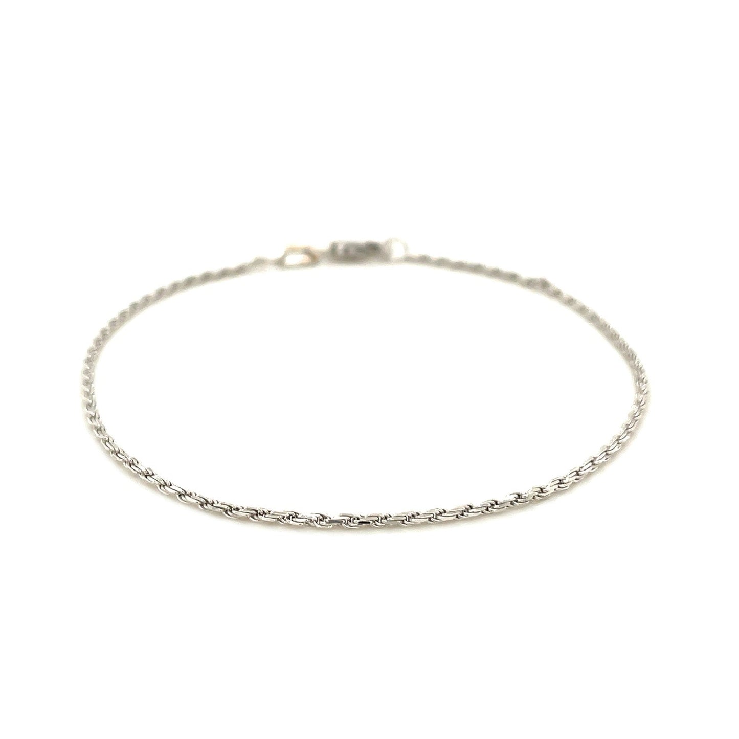 2.0mm 14k White Gold Solid Diamond Cut Rope Bracelet-2
