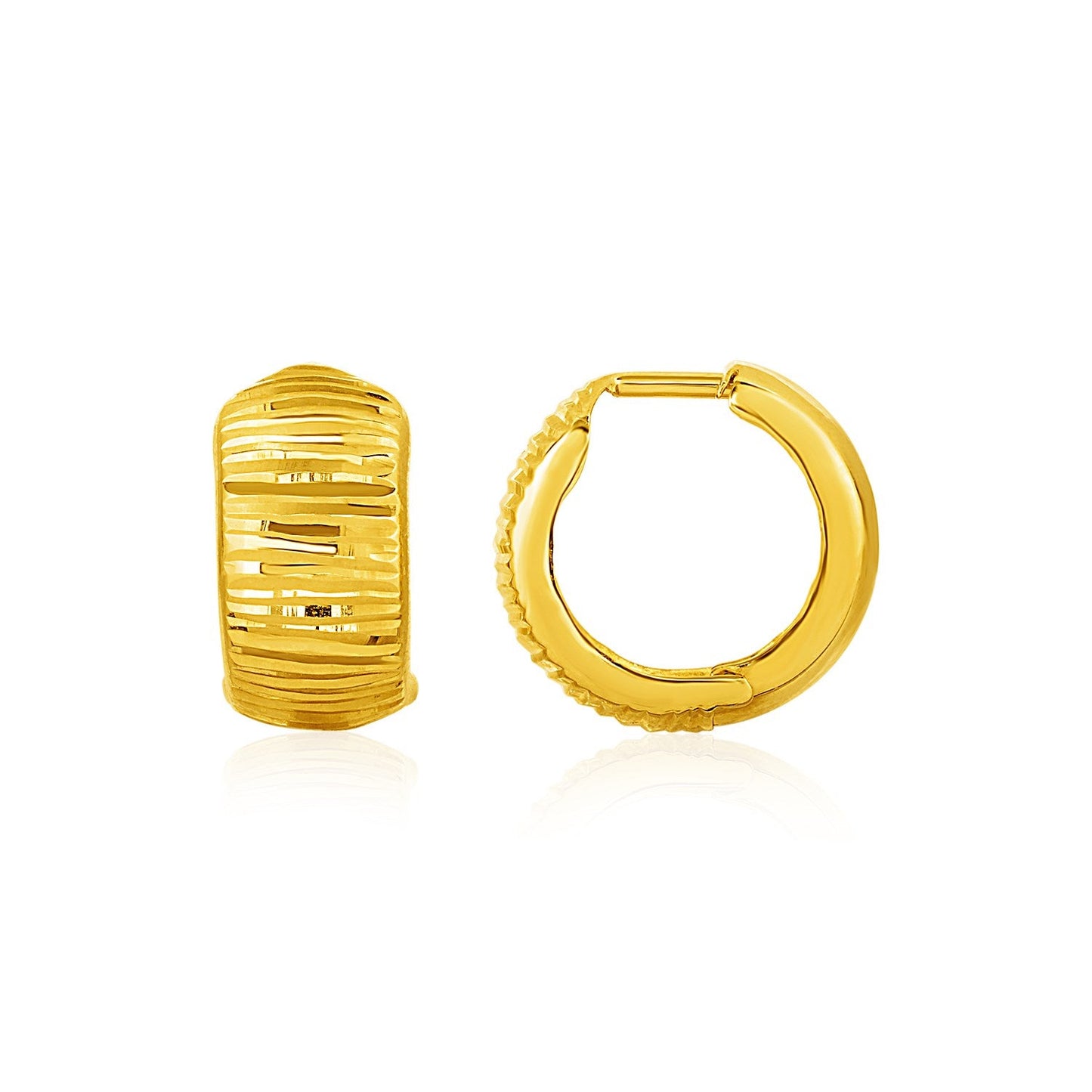 Reversible Textured and Smooth Snuggable Earrings in 10k Yellow Gold-0