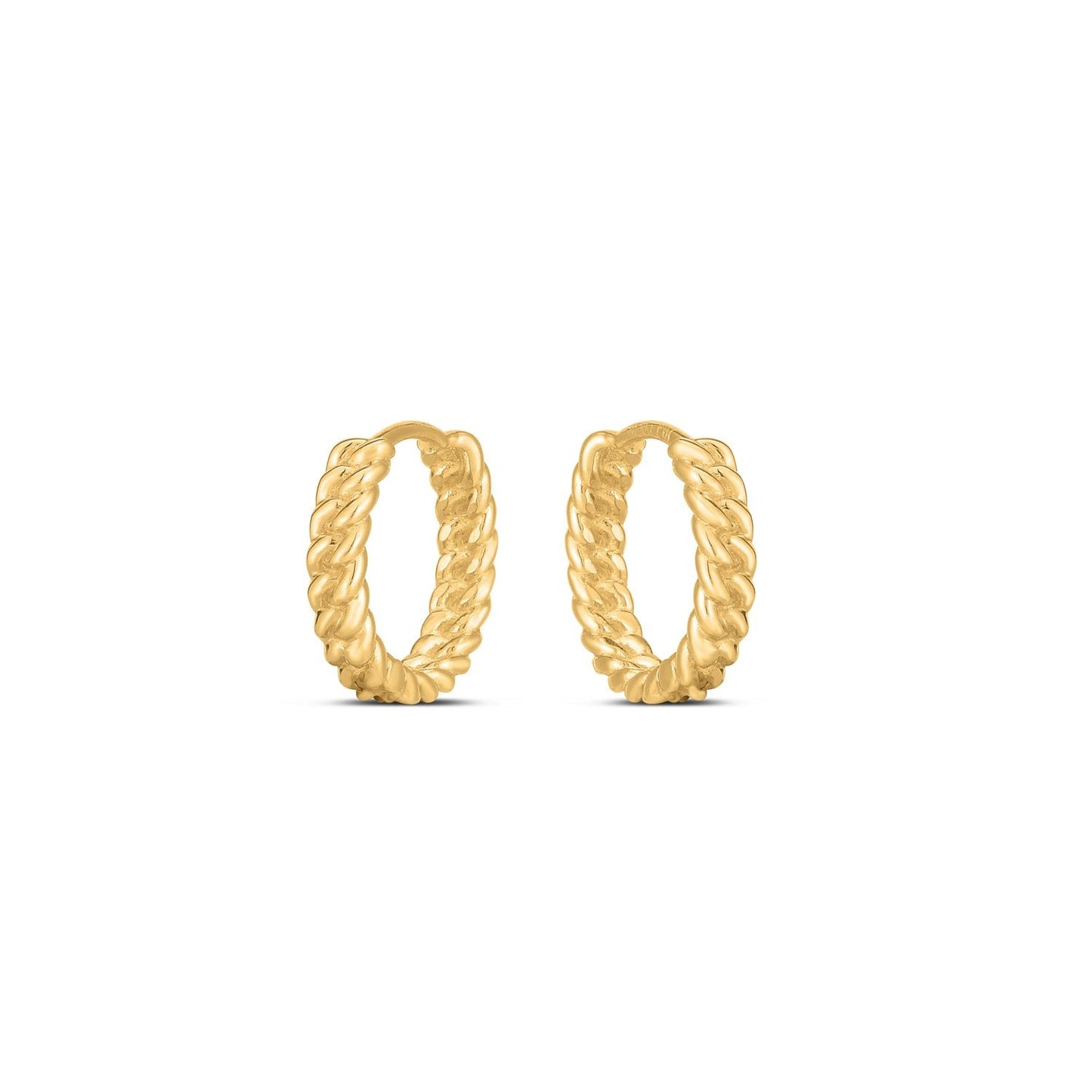 14k Yellow Gold Braided Huggie Hoops-1
