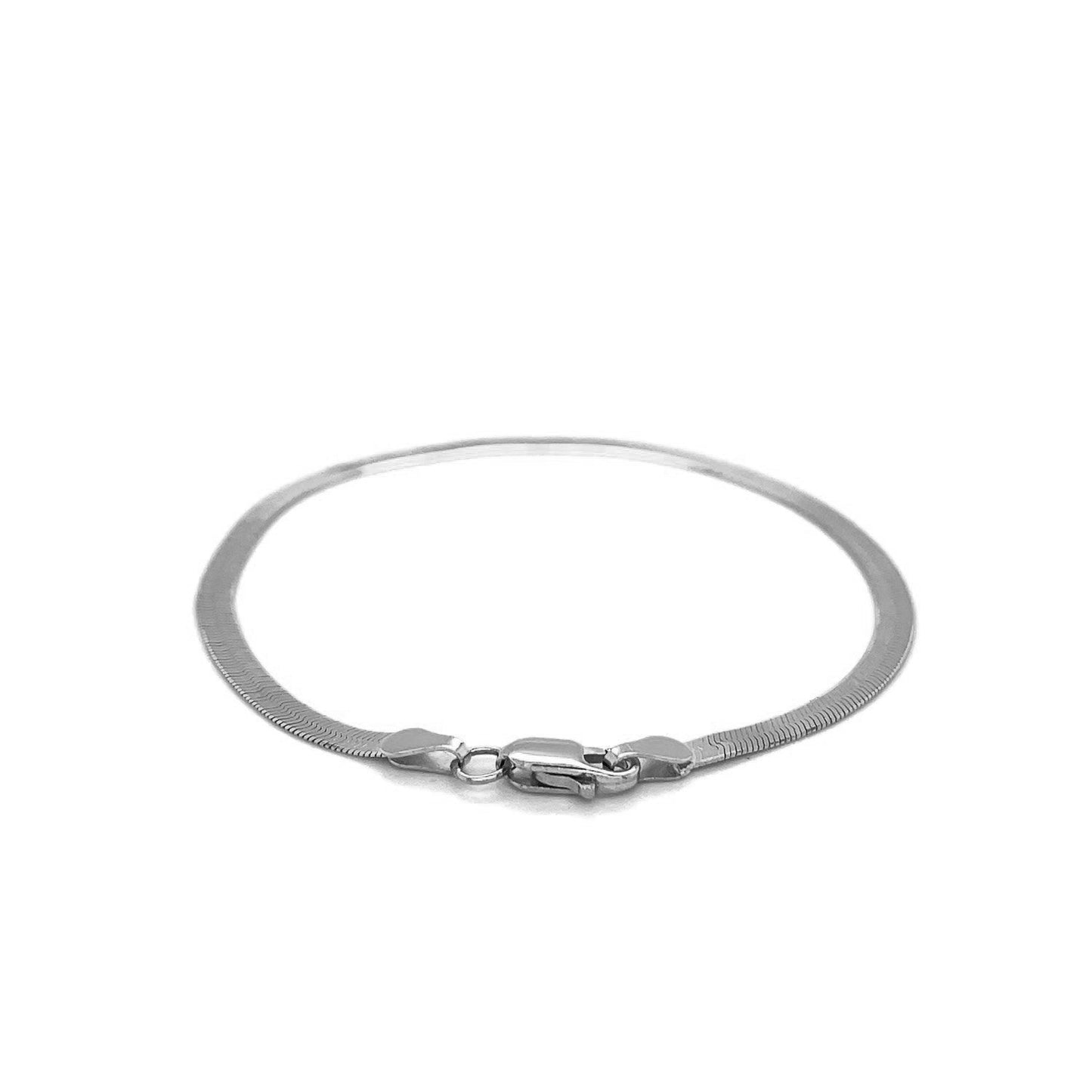 2.8mm 14k White Gold Super Flex Herringbone Bracelet-2