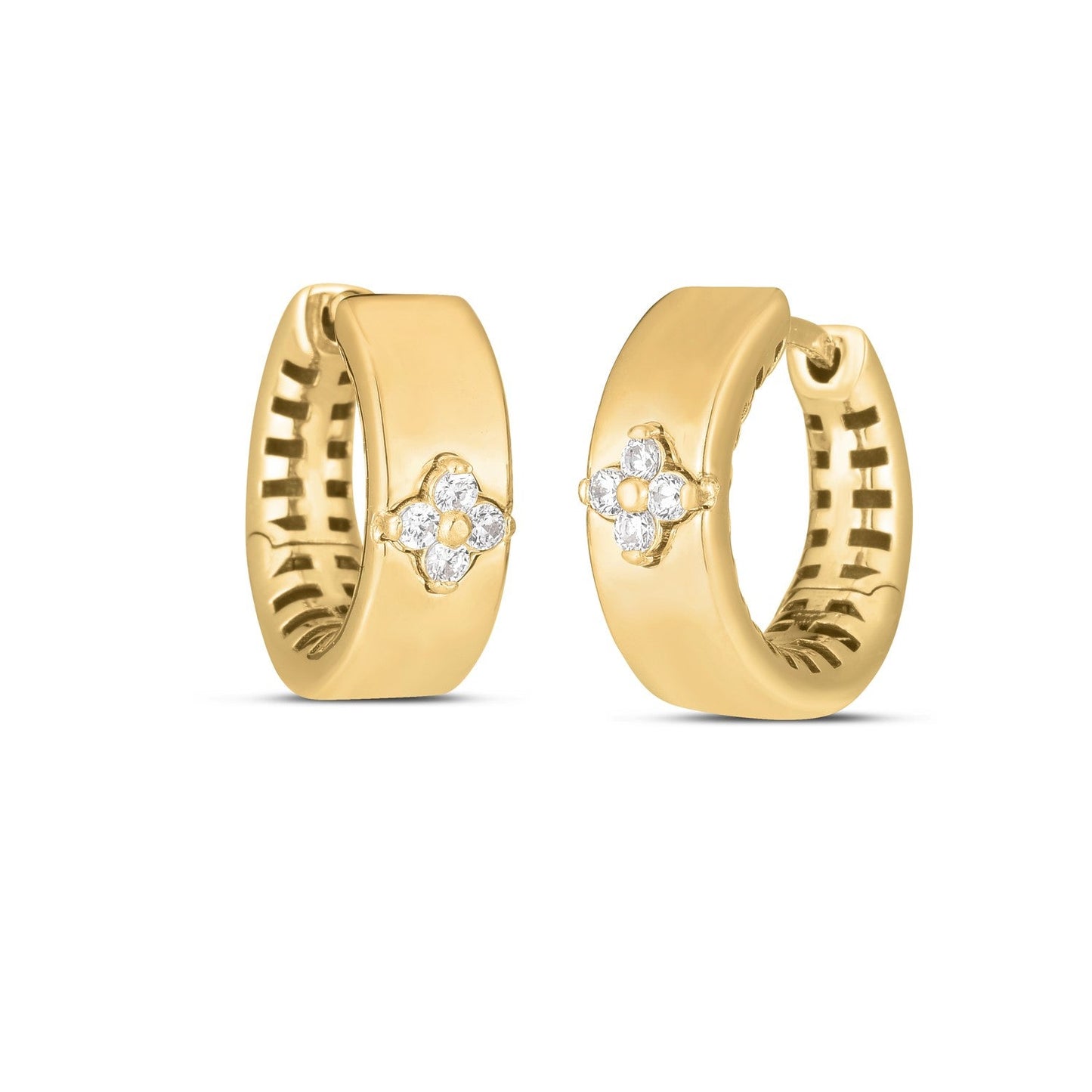 14k Yellow Gold Trilogy Diamond Clover Earrings-1