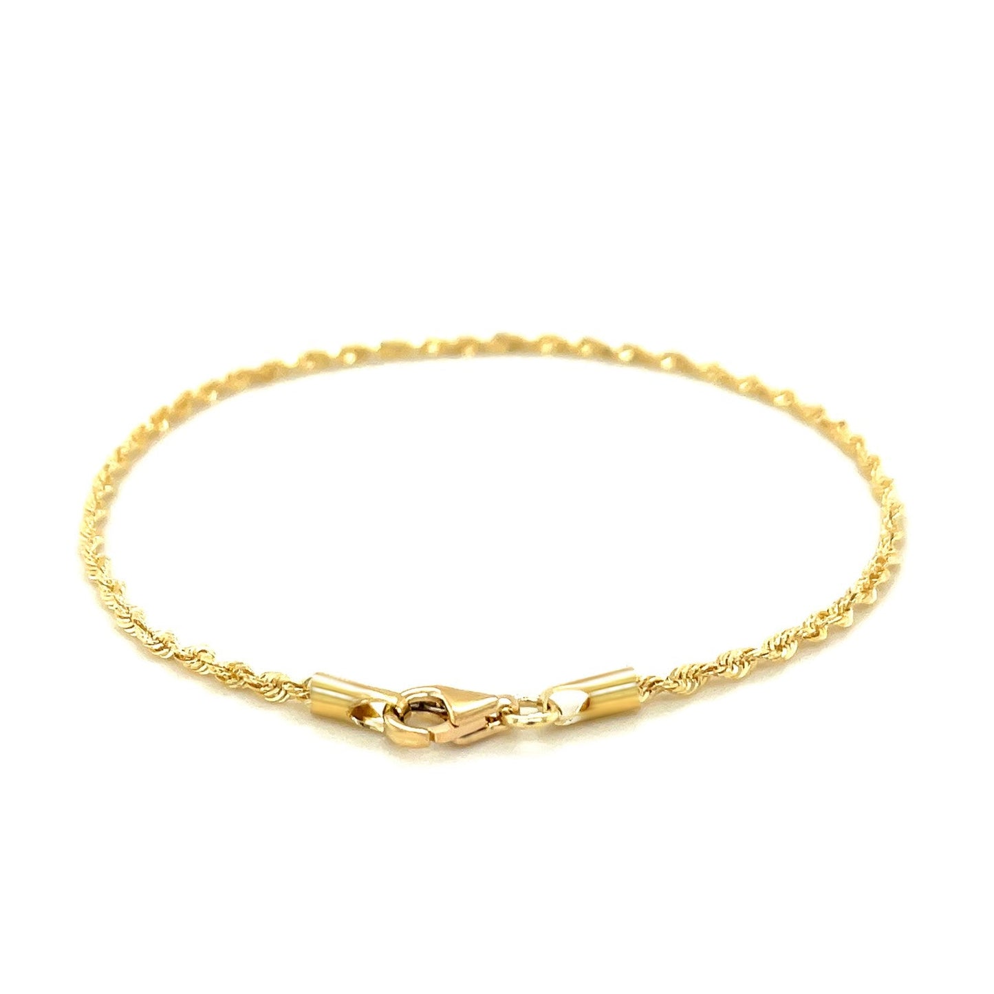 2.0mm 10k Yellow Gold Solid Diamond Cut Rope Bracelet-2