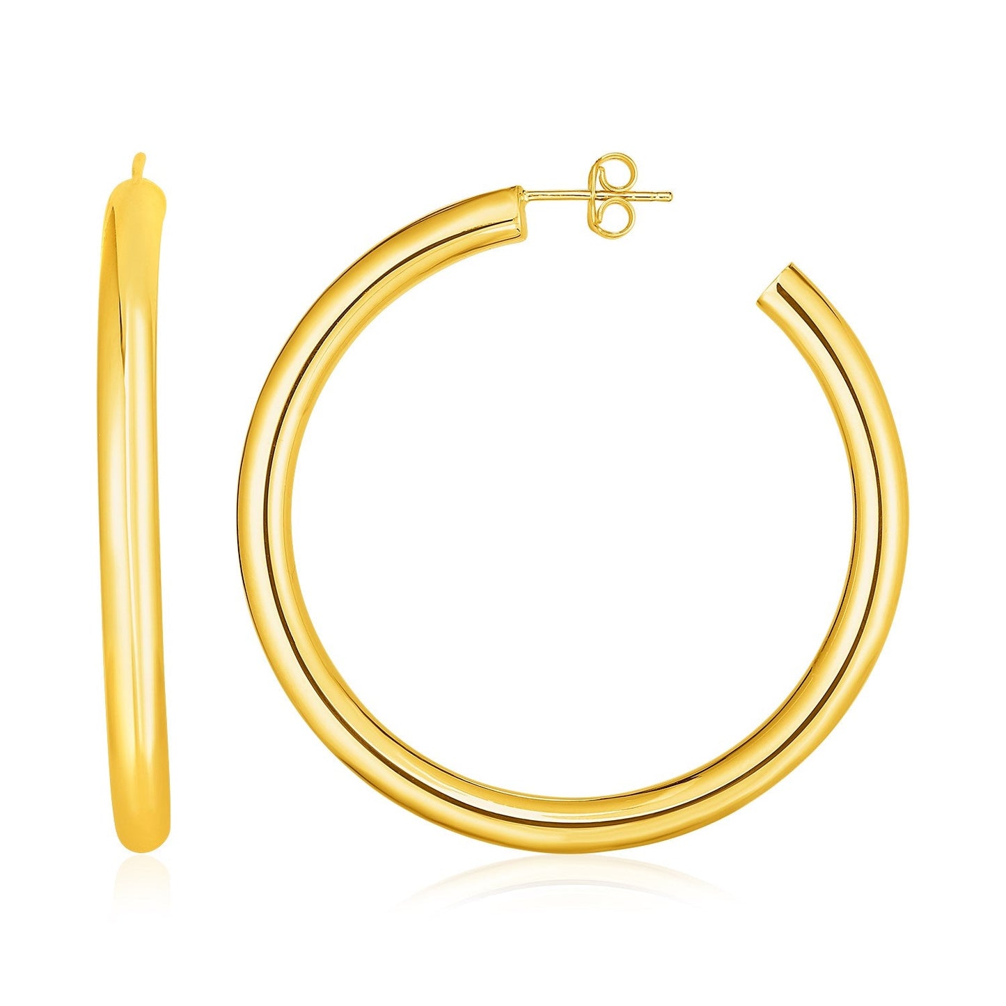 14k Yellow Gold Polished Hoop Earrings-0