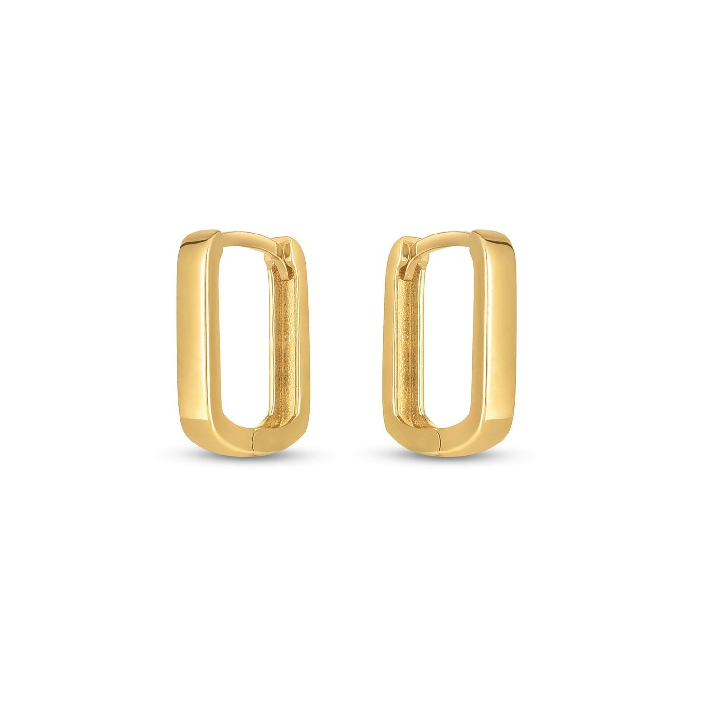 14k Yellow Gold Small Square Huggie Hoops-1