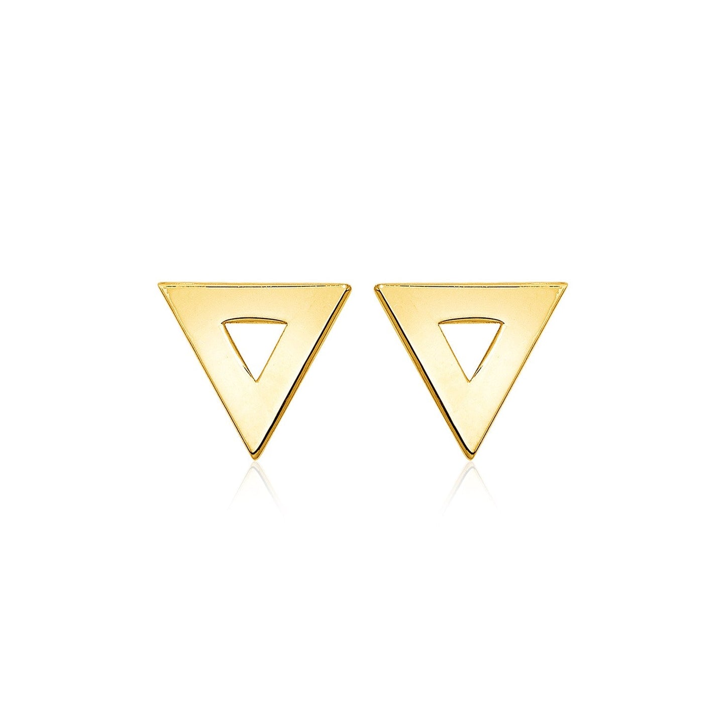 14k Yellow Gold Polished Open Triangle Post Earrings-0