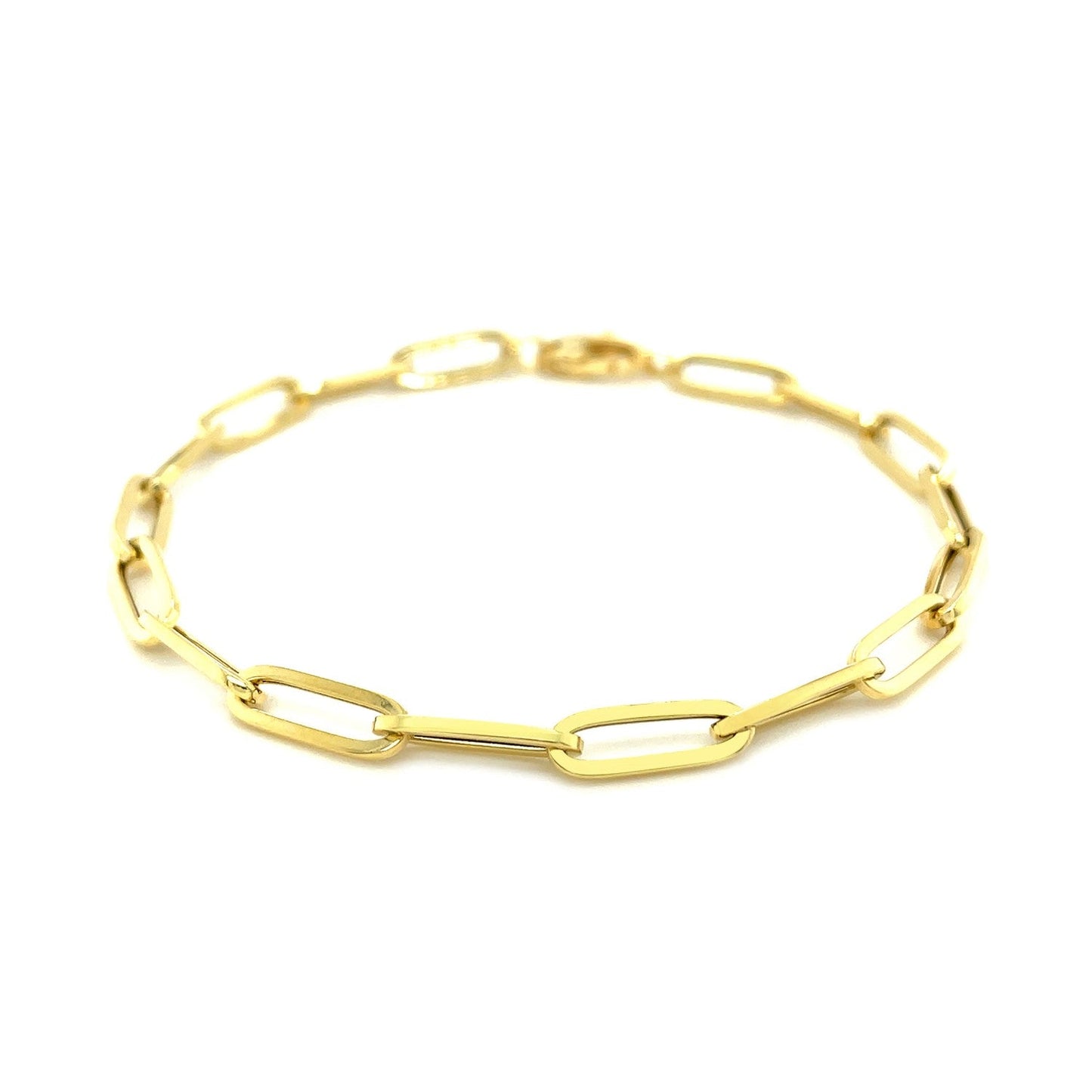 14K Yellow Gold Bold Paperclip Chain Bracelet-2