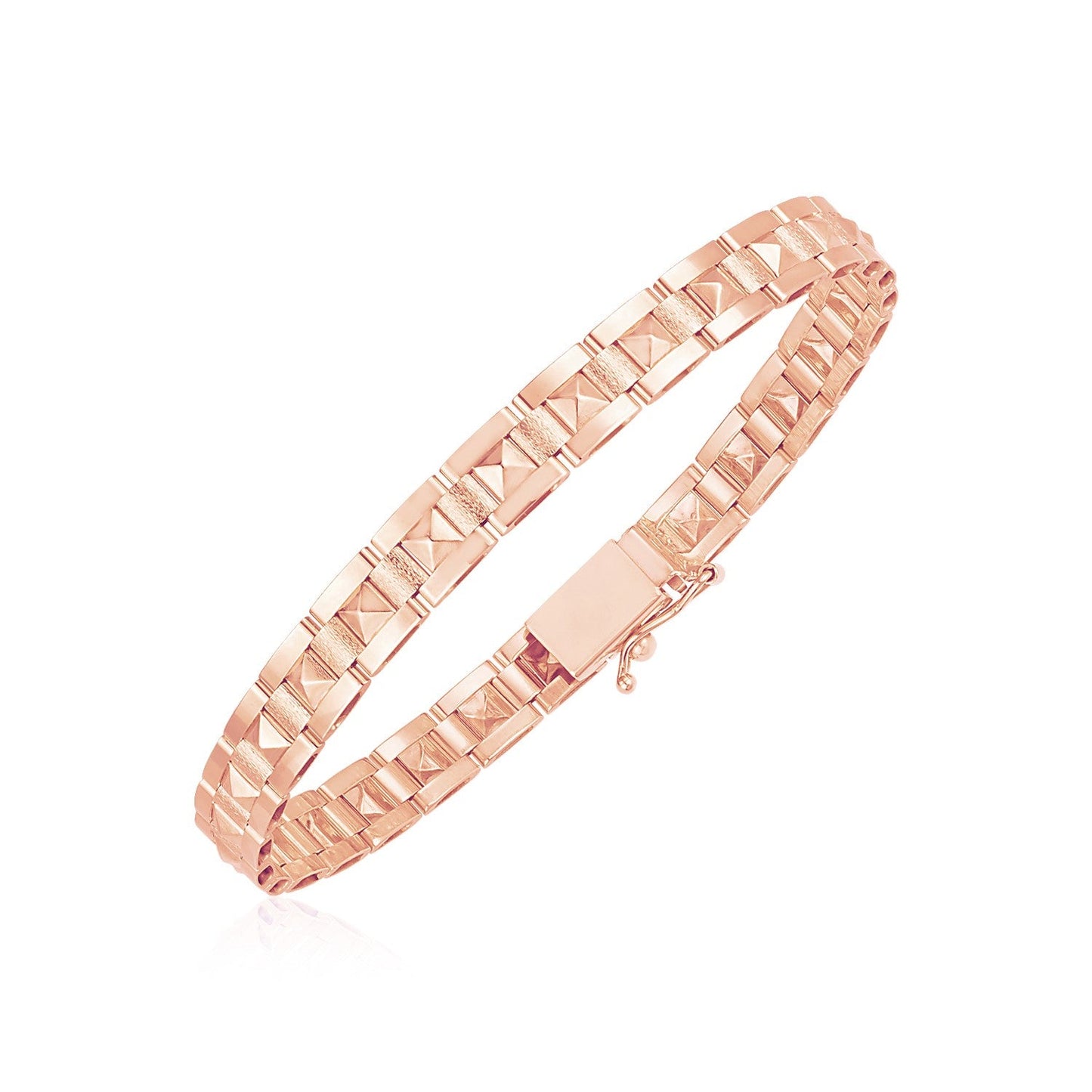 14k Rose Gold High Polish Spike Pyramid Bracelet (6mm)-0