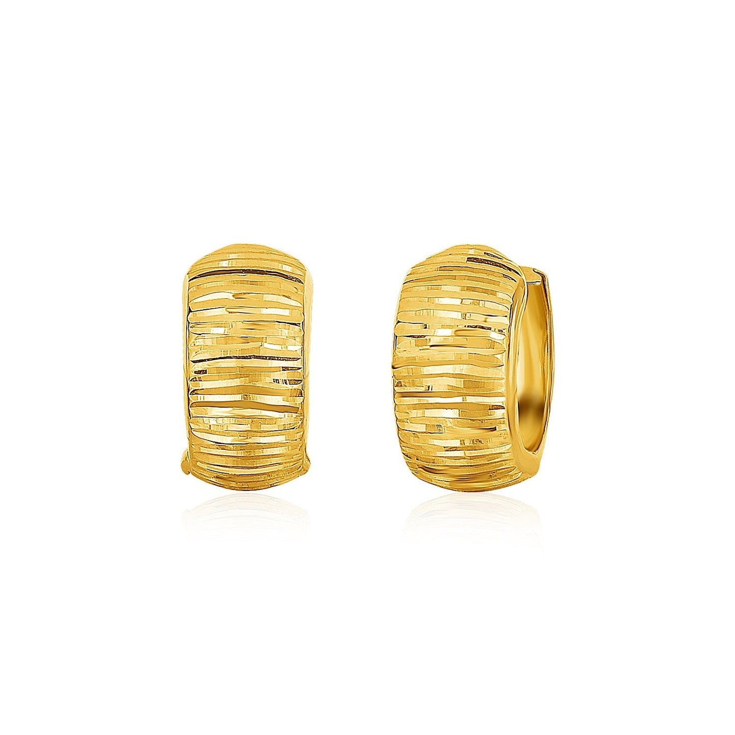 14k Yellow Gold Diamond Cut Hoop Design Earrings-0