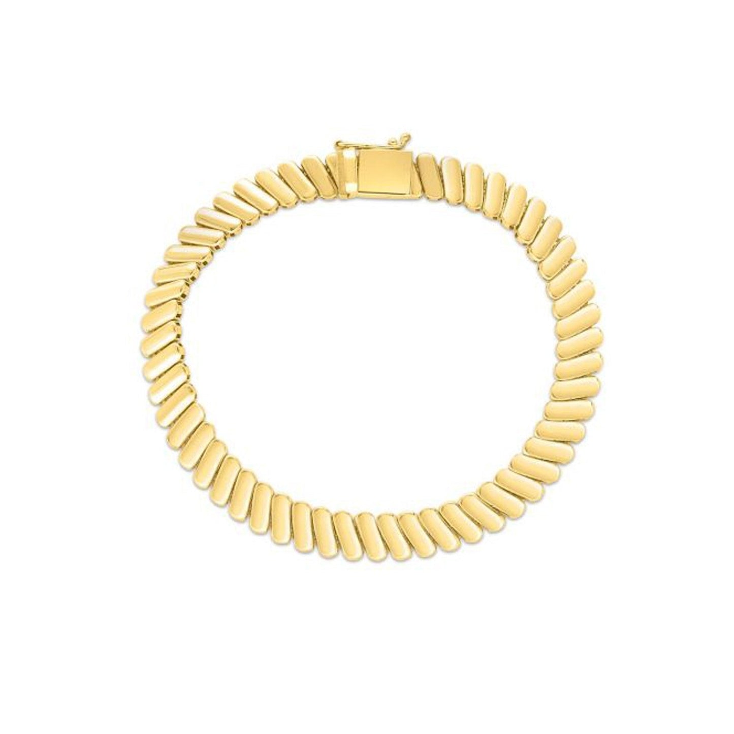 14k Yellow Gold Rib Link Bracelet-1
