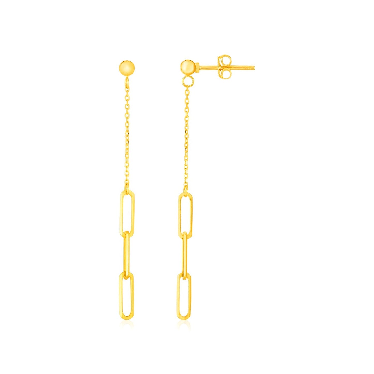 14K Yellow Gold Paperclip Chain and Fine Link Earrings-0
