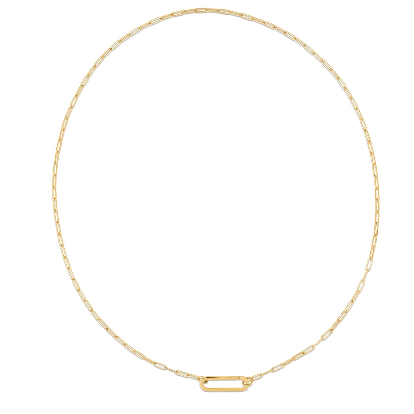 14k Yellow Gold Elongated Link Paperclip Necklace-3