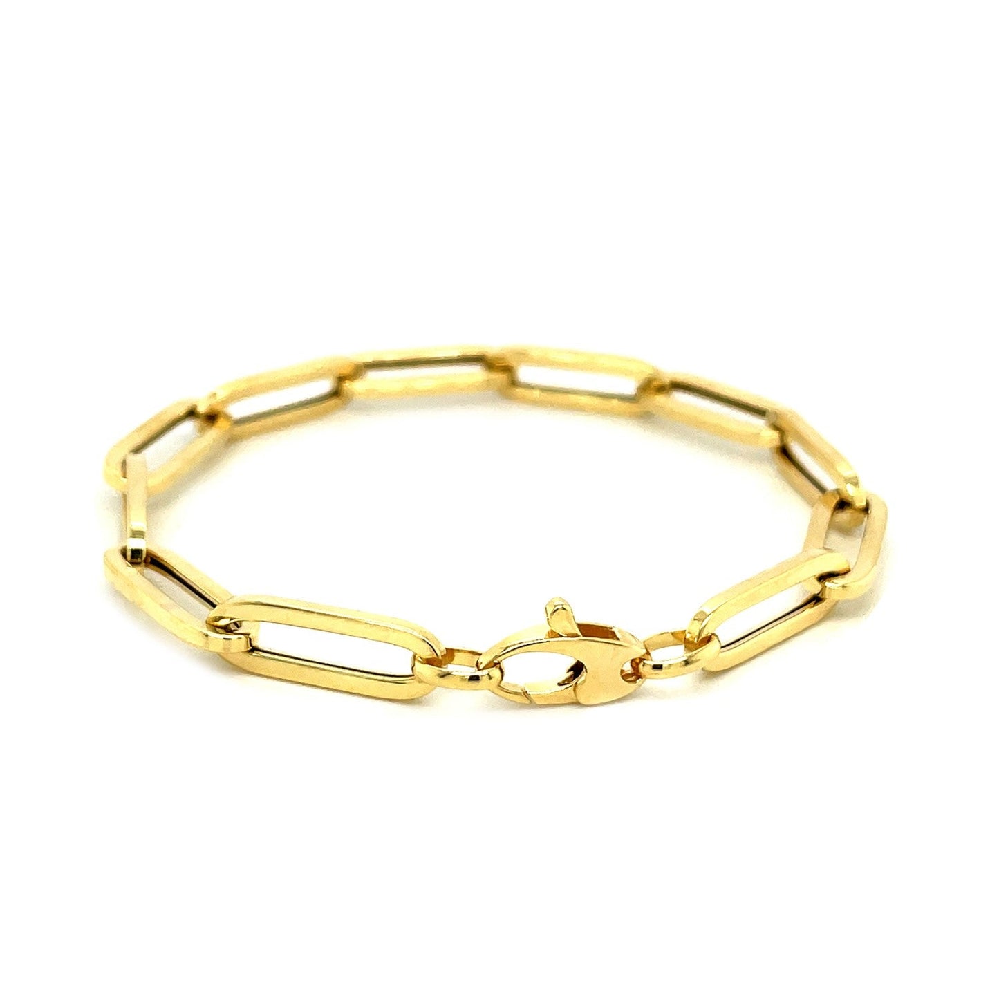 14K Yellow Gold Extra Wide Paperclip Chain Bracelet-2