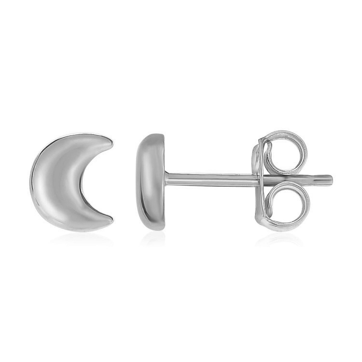 14k White Gold Post Earrings with Moons-0