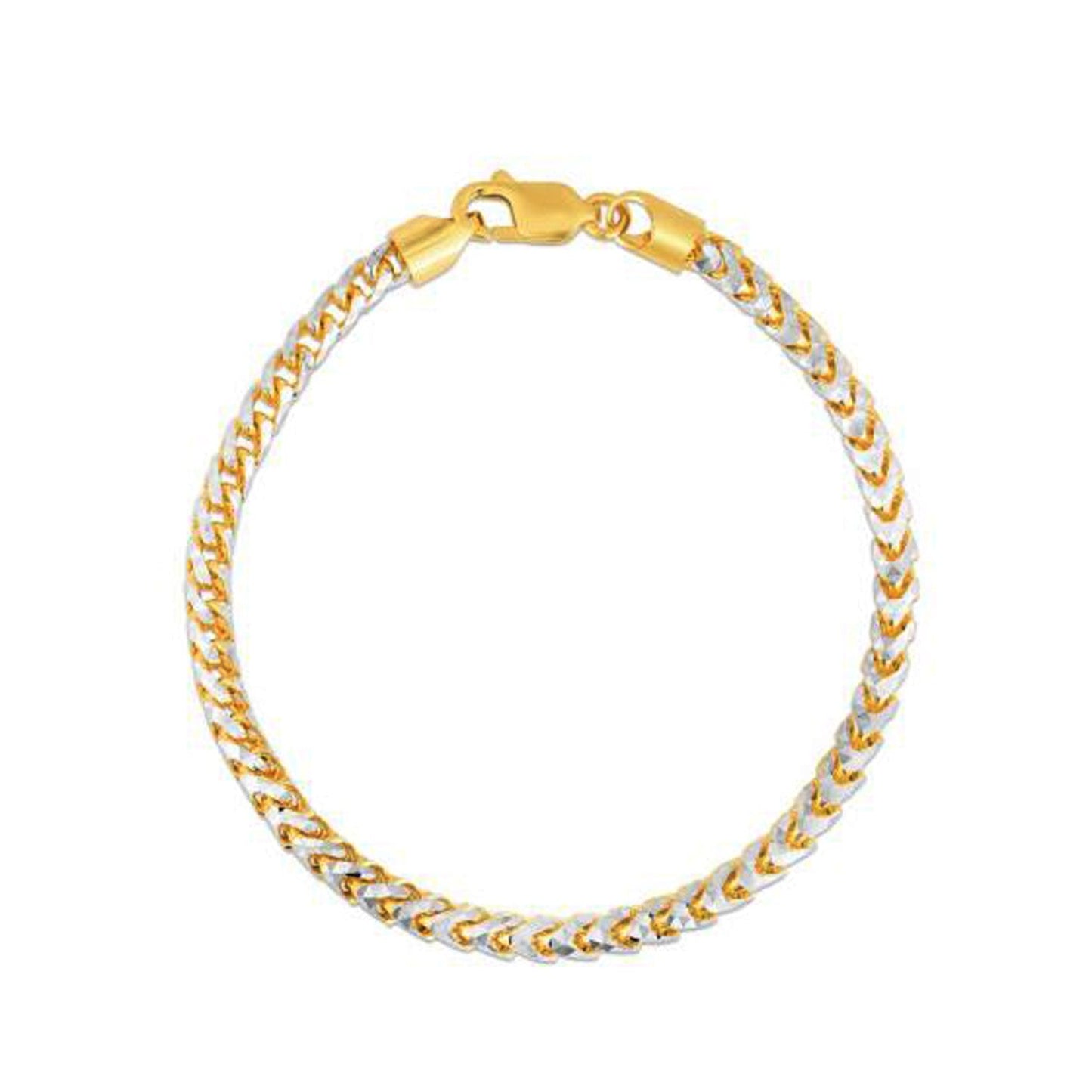 Round Pave Franco Chain Bracelet in 14k Yellow Gold (4.0 mm)-1