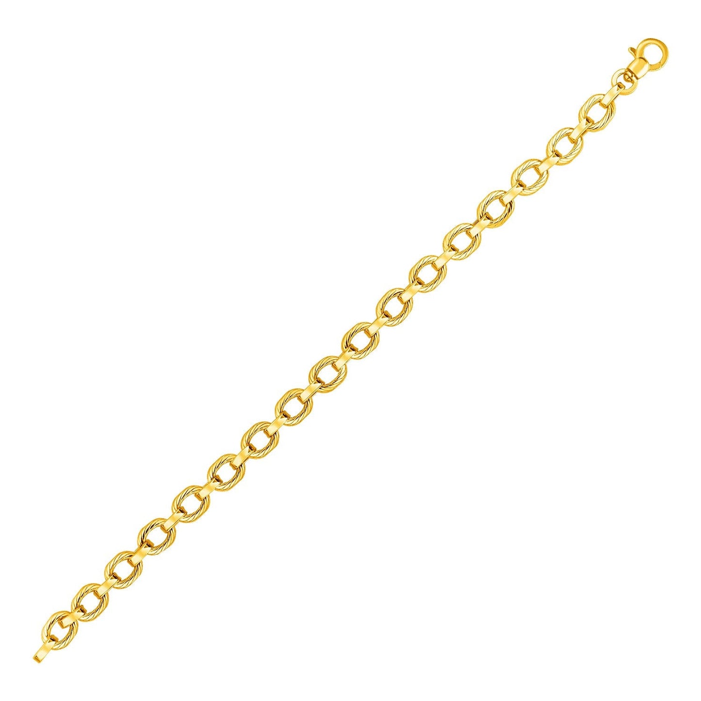 14k Yellow Gold Twisted Link Bracelet-0