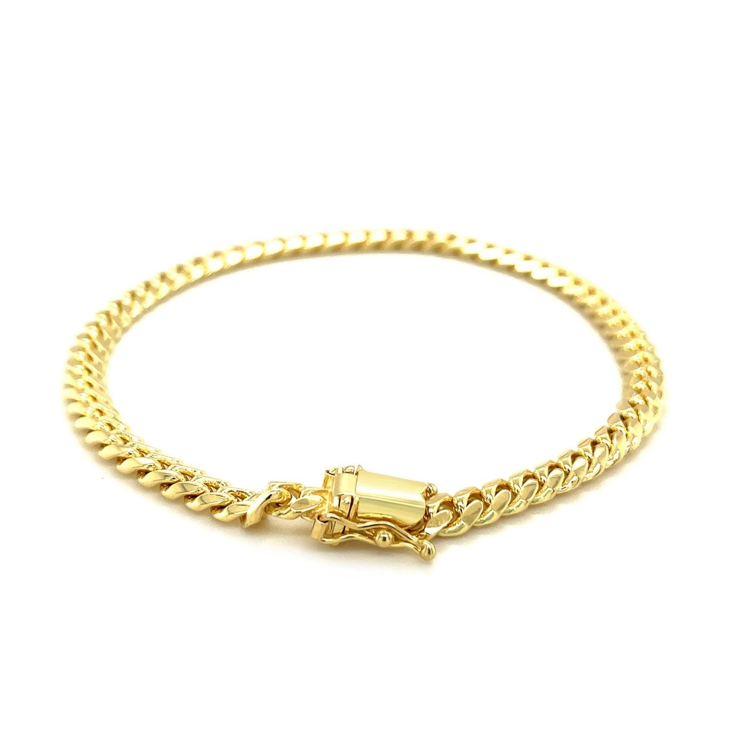 5.0mm 10k Yellow Gold Classic Miami Cuban Solid Bracelet-2