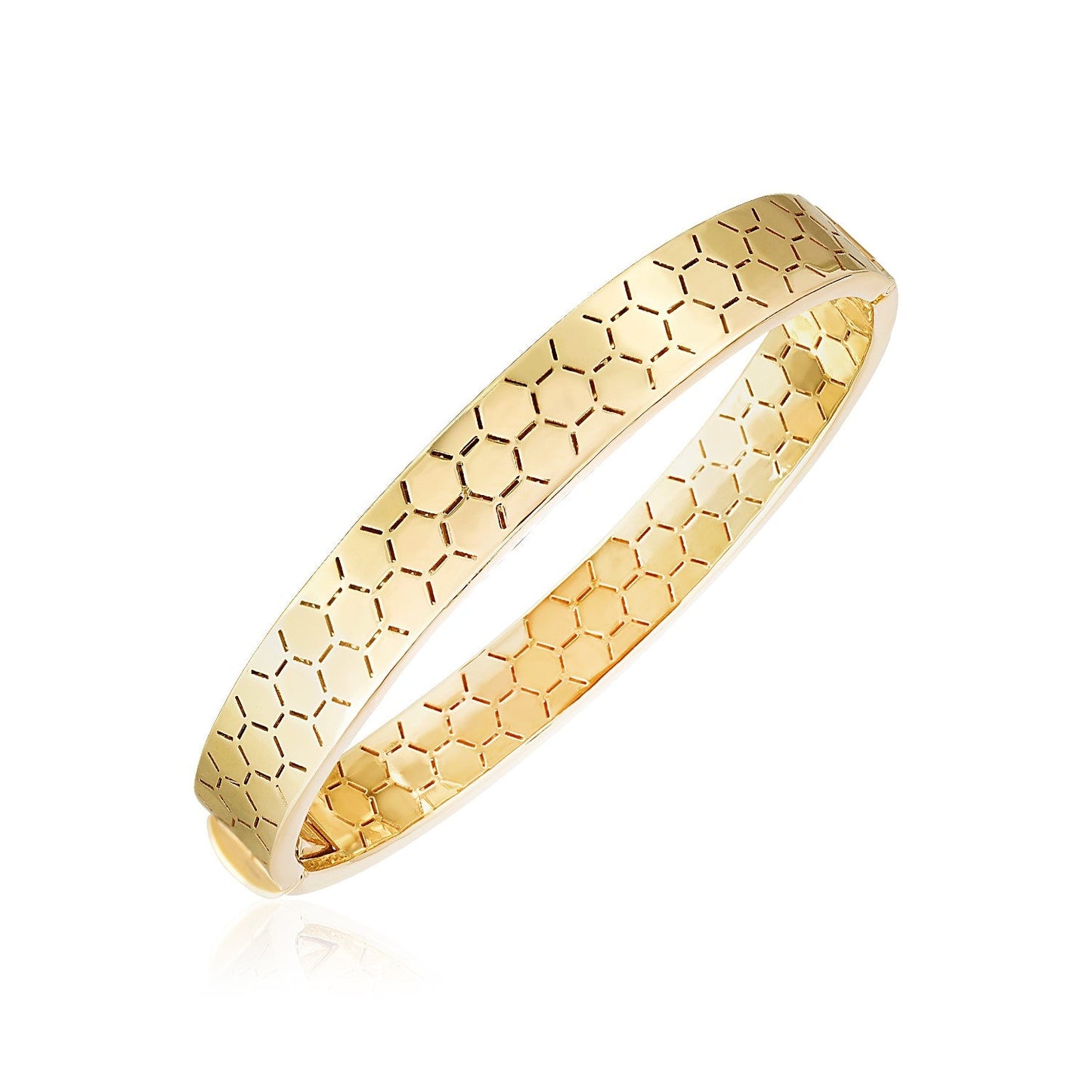 14k Yellow Gold High Polish Honeycomb Bangle (8.9mm)-0