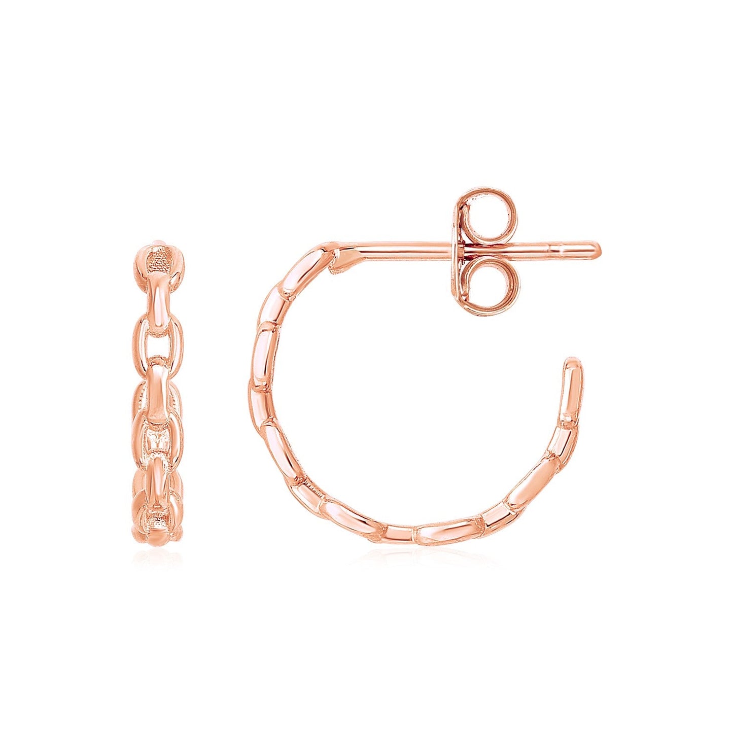 14k Rose Gold Delicate Chain Hoop Earrings-0