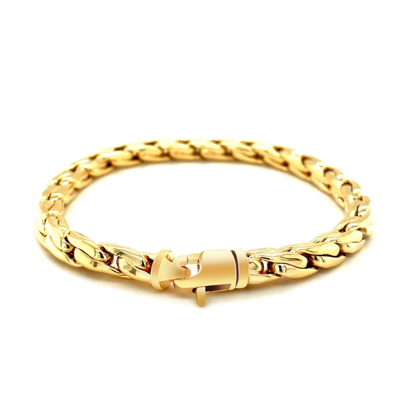 14k Yellow Gold 8 1/2 inch Mens Polished Narrow Rounded Link Bracelet-2