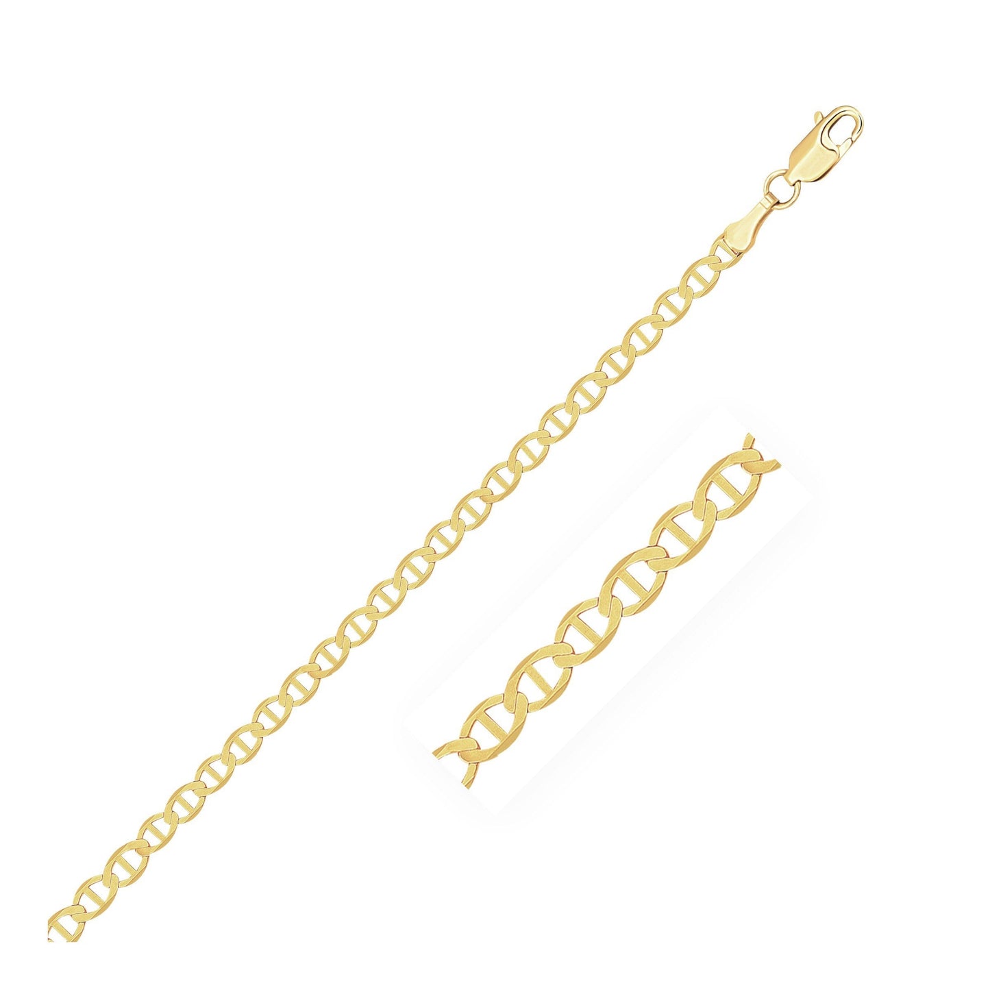 2.3mm 10k Yellow Gold Mariner Link Anklet-0