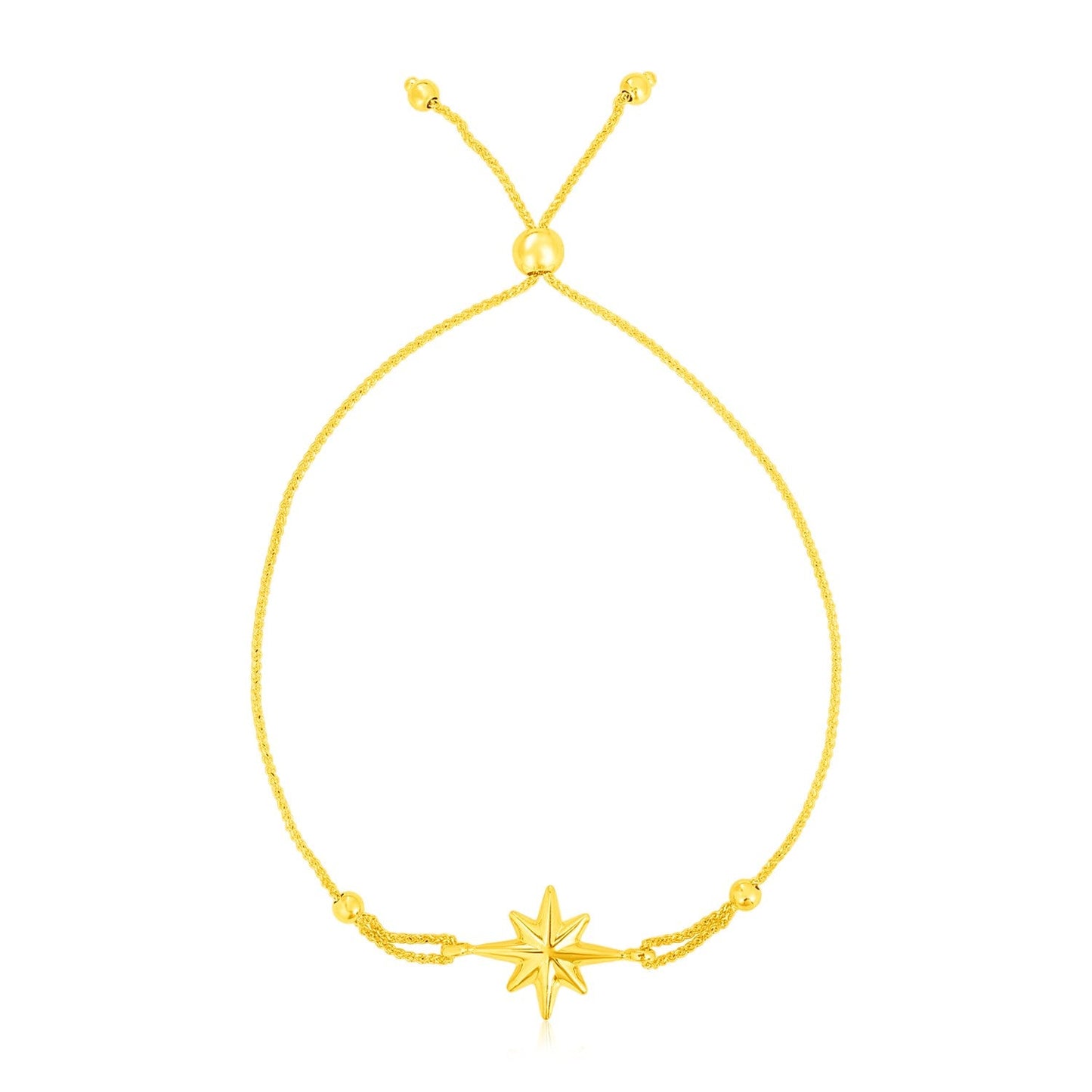 14k Yellow Gold Adjustable Bracelet with Star-0