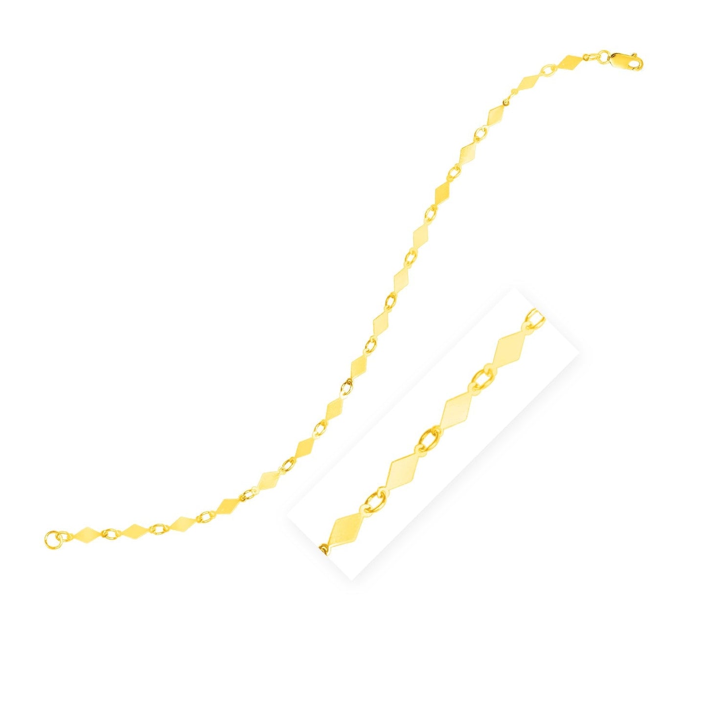 14K Yellow Gold Polished Diamond Motif Chain Bracelet-0