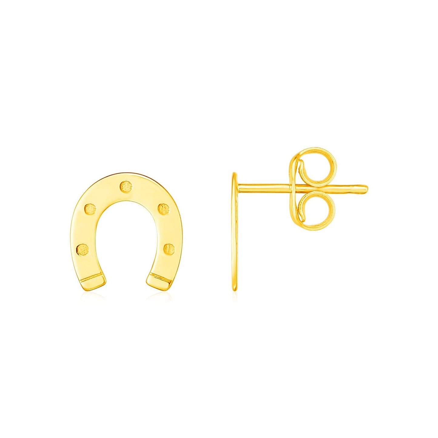 14K Yellow Gold Horseshoe Earrings-0