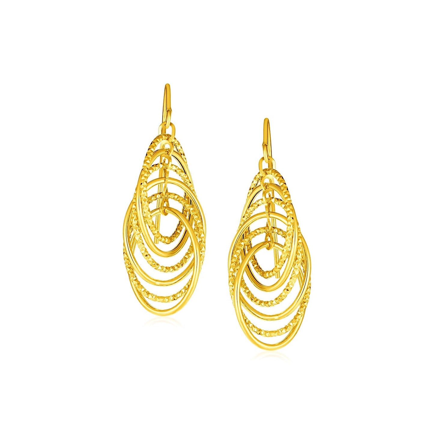 14k Yellow Gold Post Earrings with Graduated Spiral Dangles-0