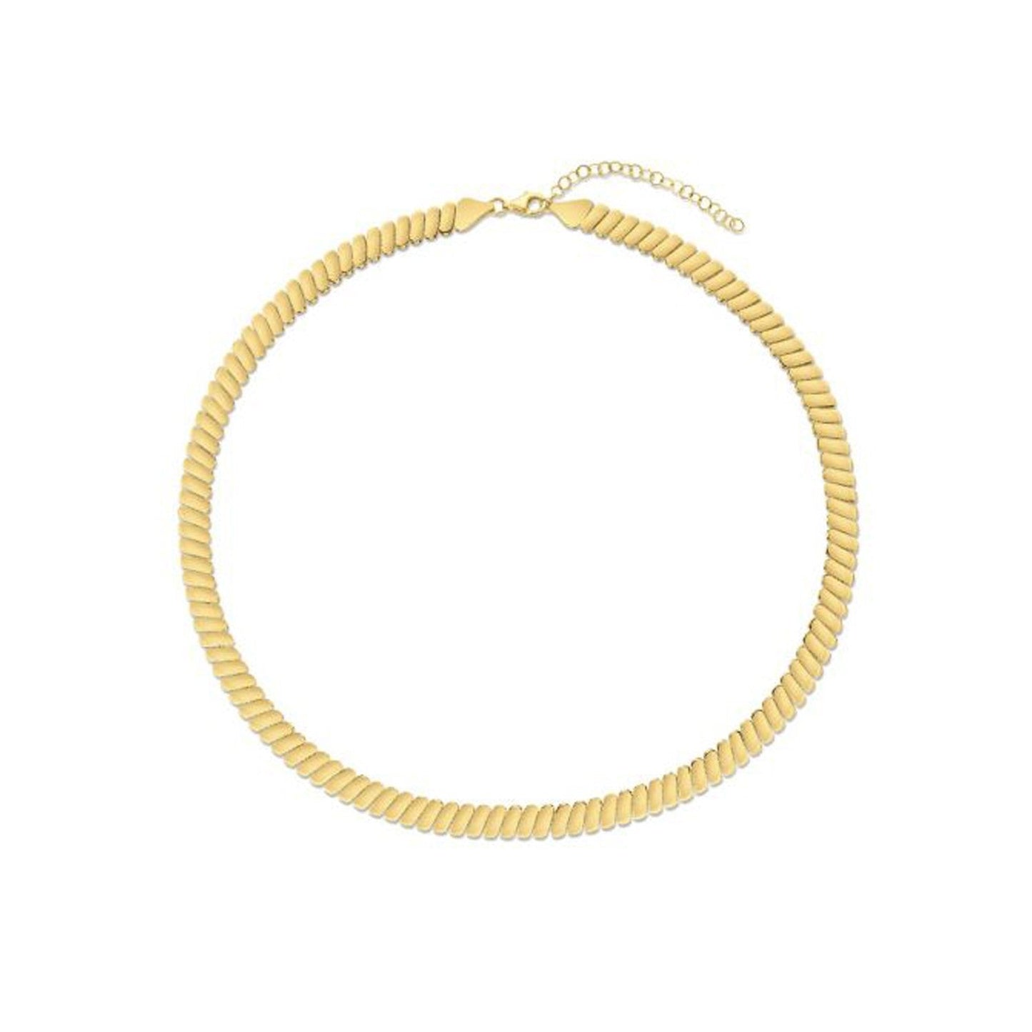 14k Yellow Gold Rib Link Necklace-0