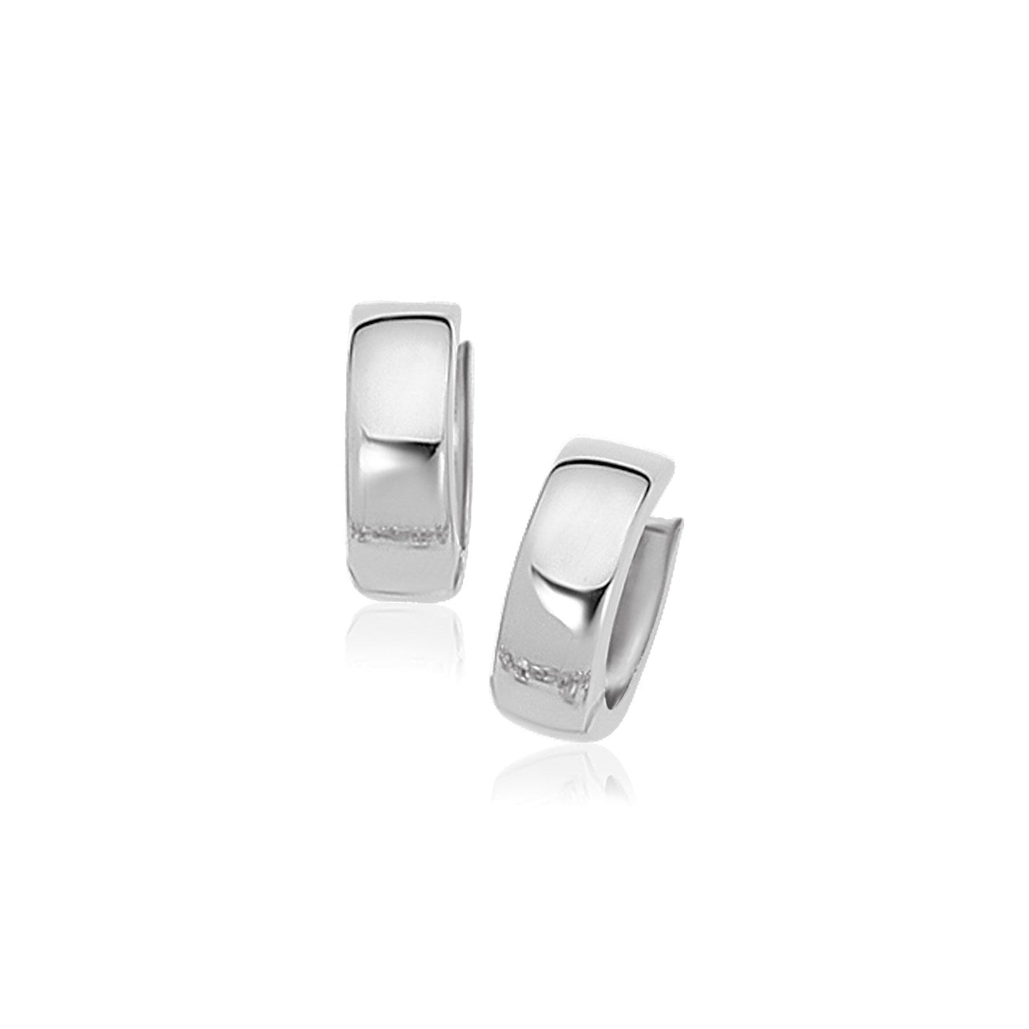 14k White Gold Snuggable Hoop Earrings-0