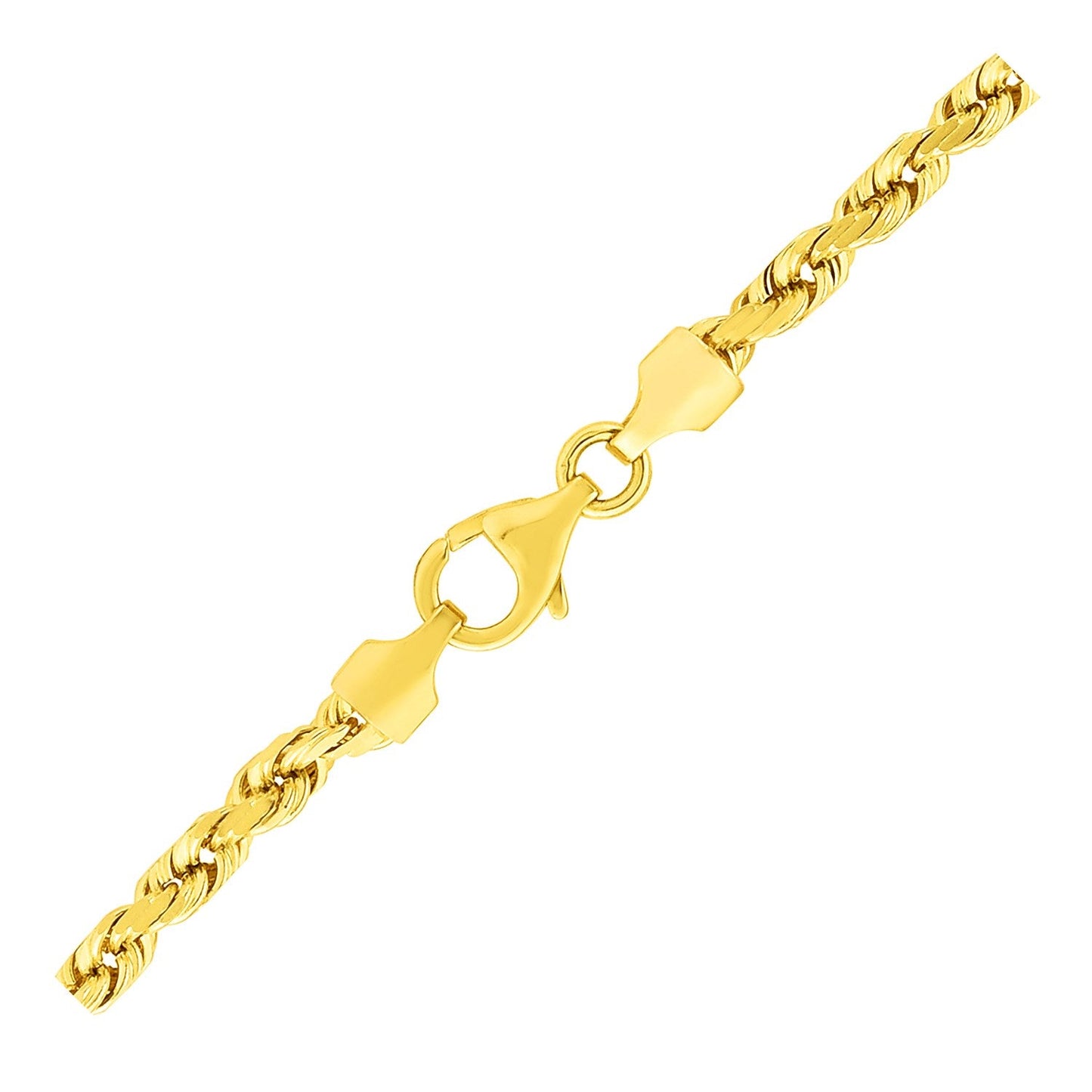 3.5mm 10k Yellow Gold Solid Diamond Cut Rope Bracelet-1