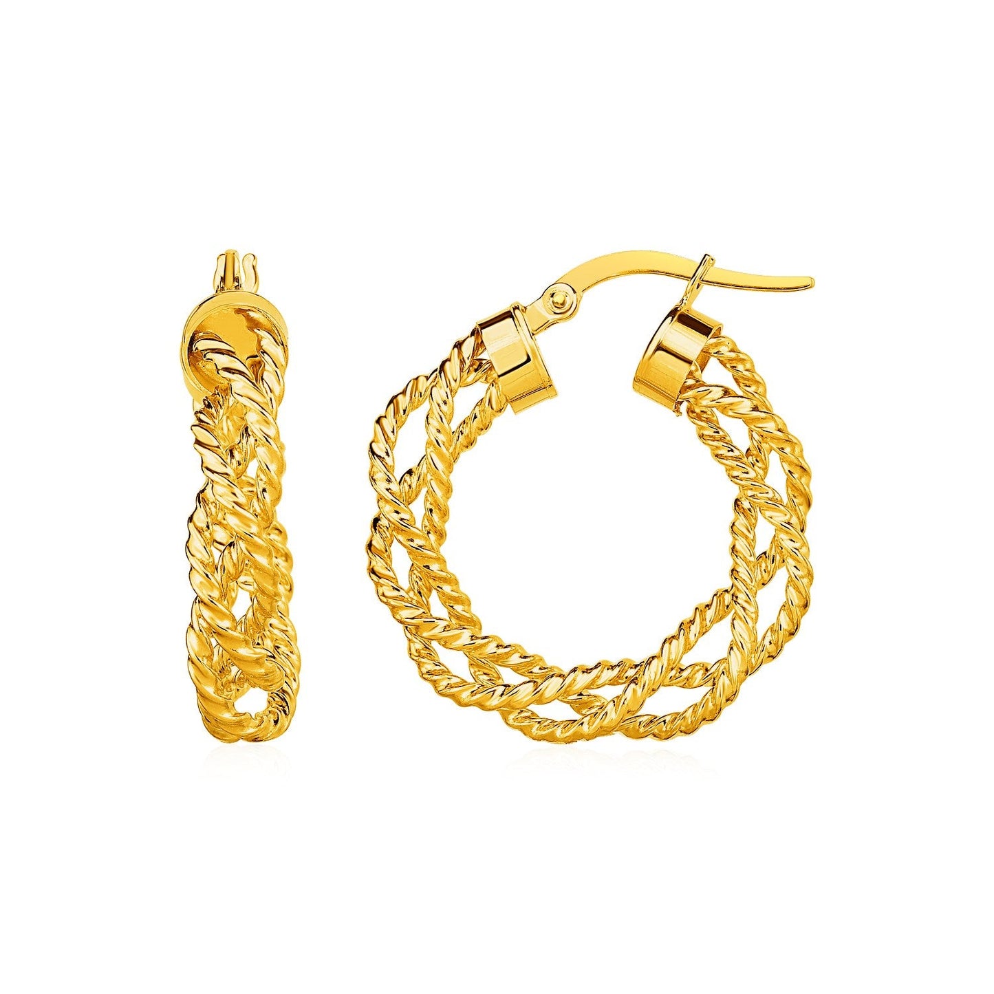 Textured Braided Hoop Earrings in 14k Yellow Gold-0