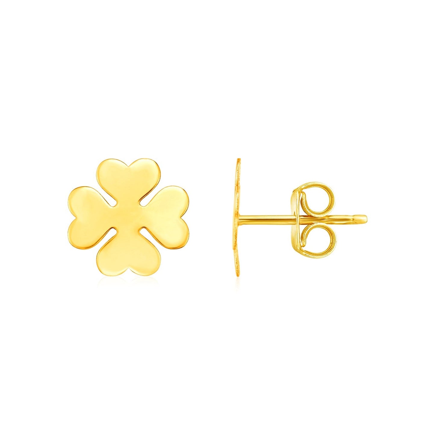 14K Yellow Gold Four Leaf Clover Earrings-0