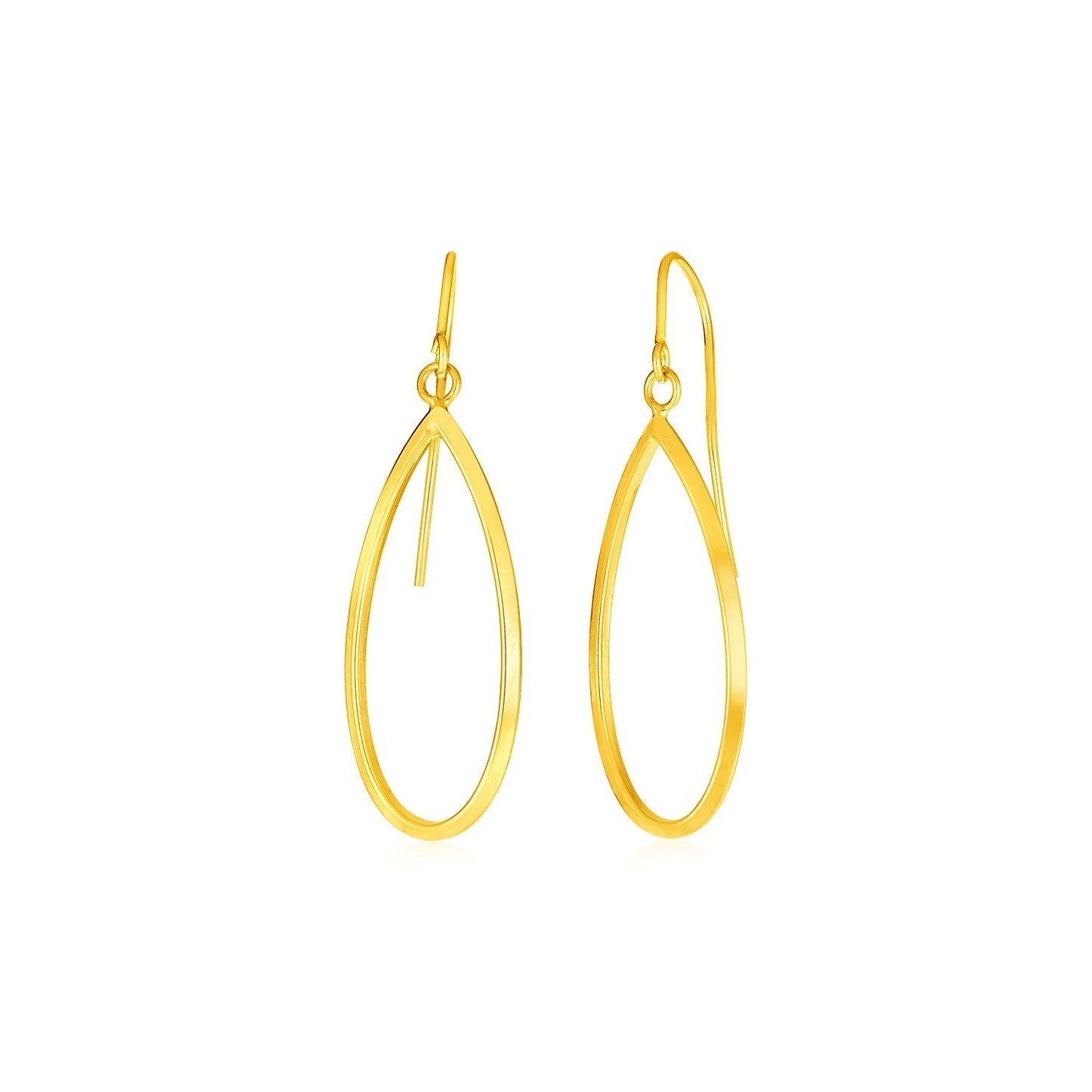 14k Yellow Gold Earrings with Polished Open Teardrop Dangles-0