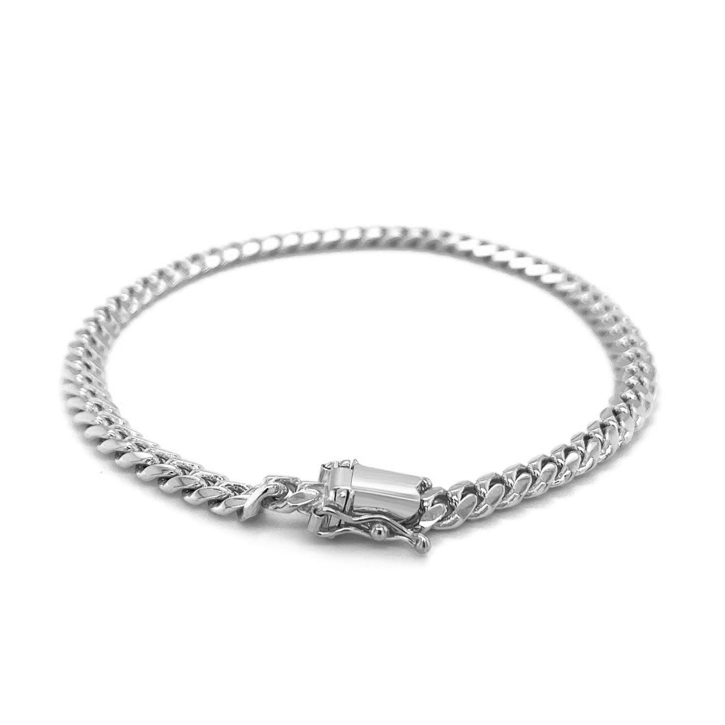 5.0mm 14k White Gold Classic Miami Cuban Solid Bracelet-2