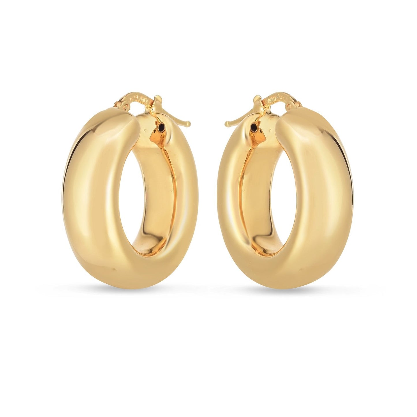 14k Yellow Gold Medium Puffy Hoops-1