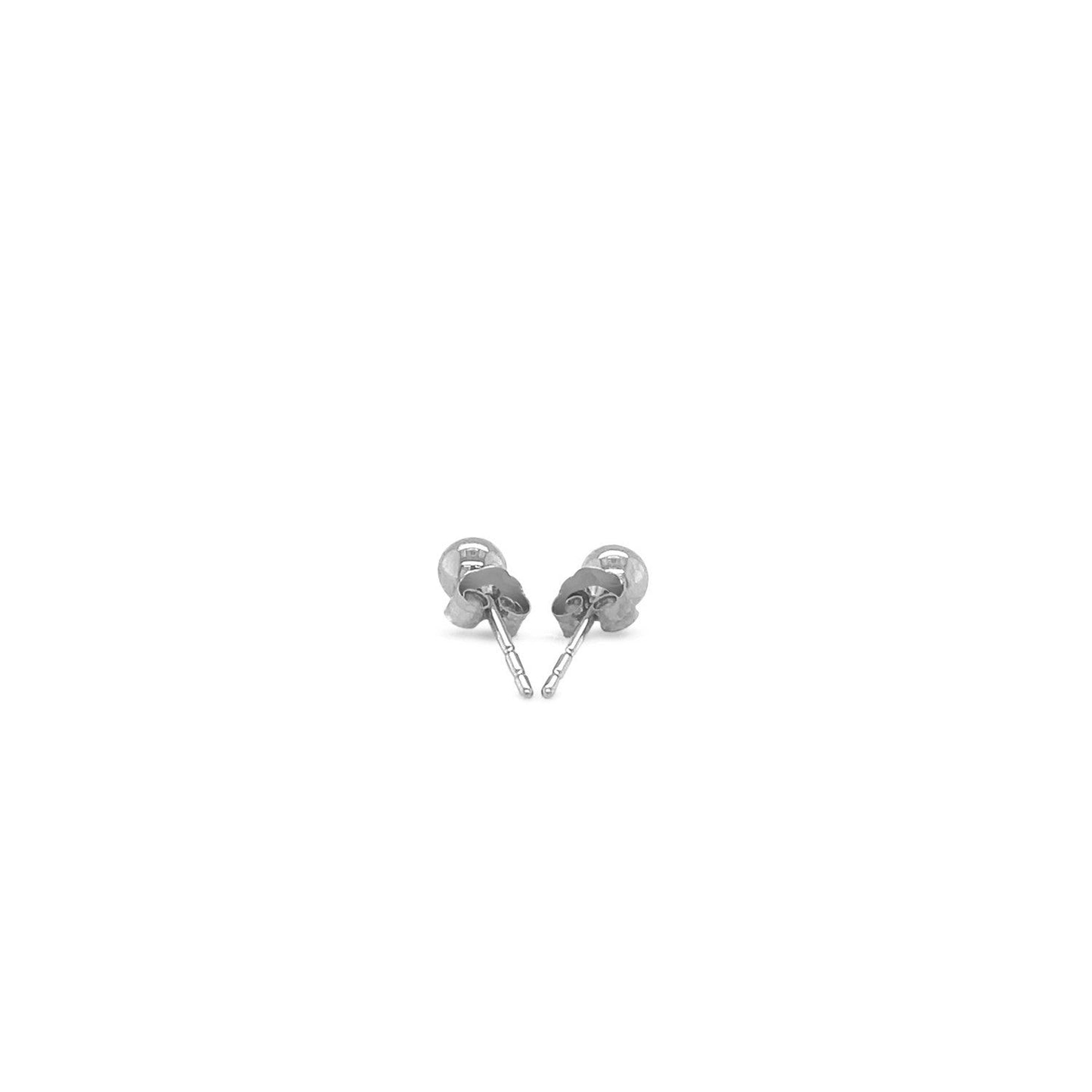 14k White Gold Round Stud Earrings (4.0 mm)-2