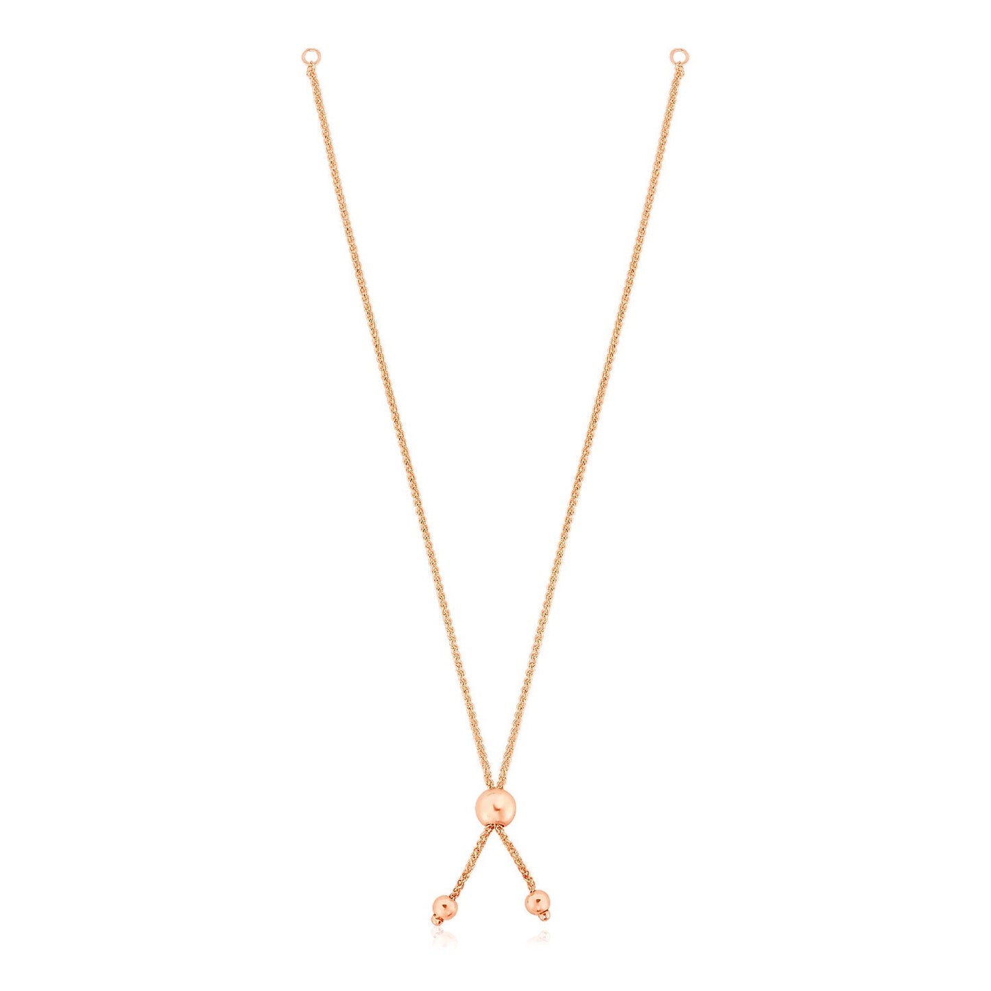 10k Rose Gold 8 inch Adjustable Friendship Bracelet Chain with Ball Slide-0
