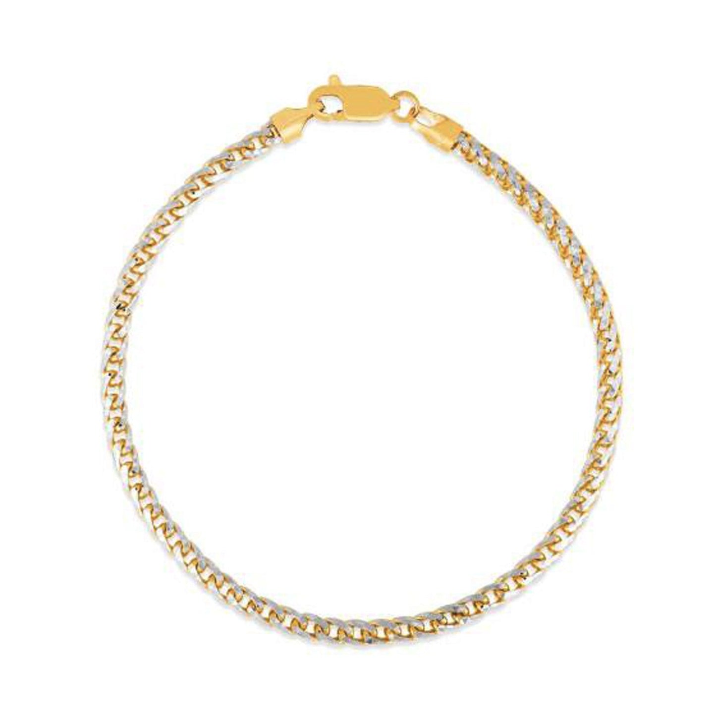 Round Pave Franco Chain Bracelet in 14k Yellow Gold (3.1 mm)-1