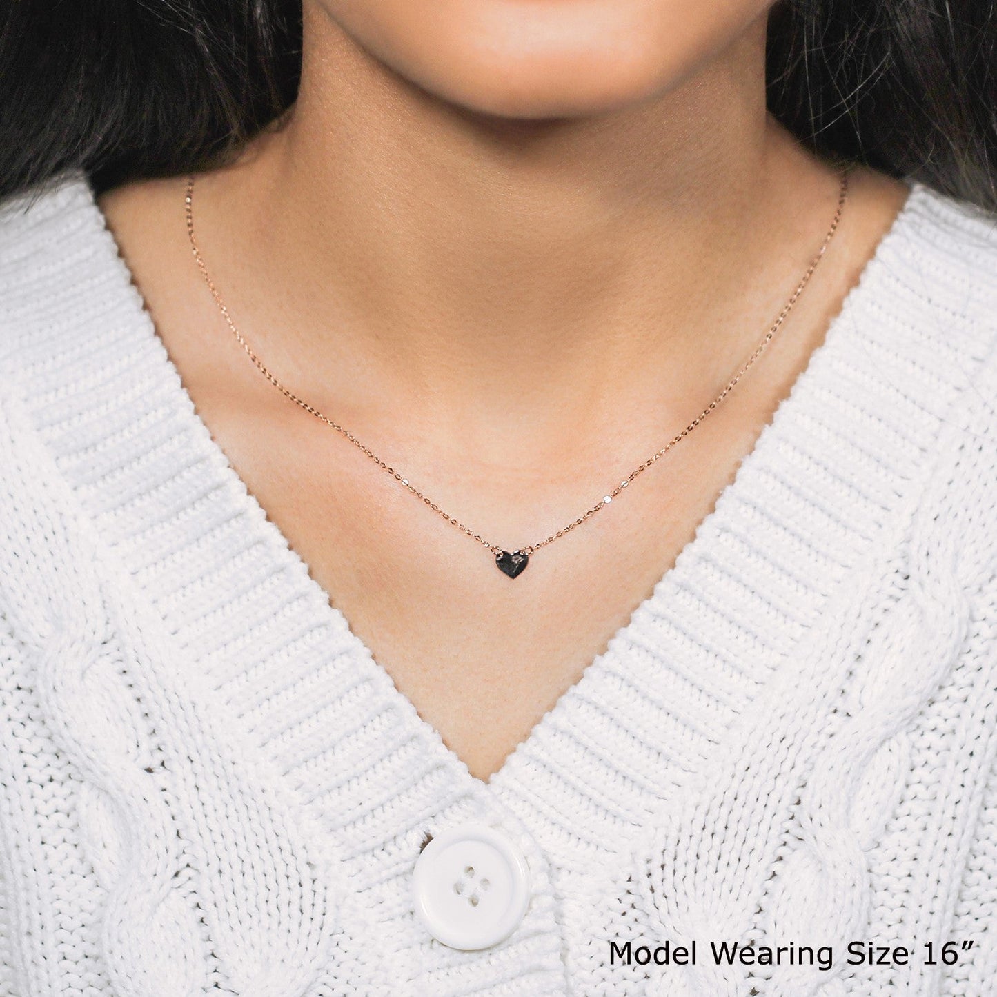 14k Rose Gold Polished Mini Heart Necklace-4