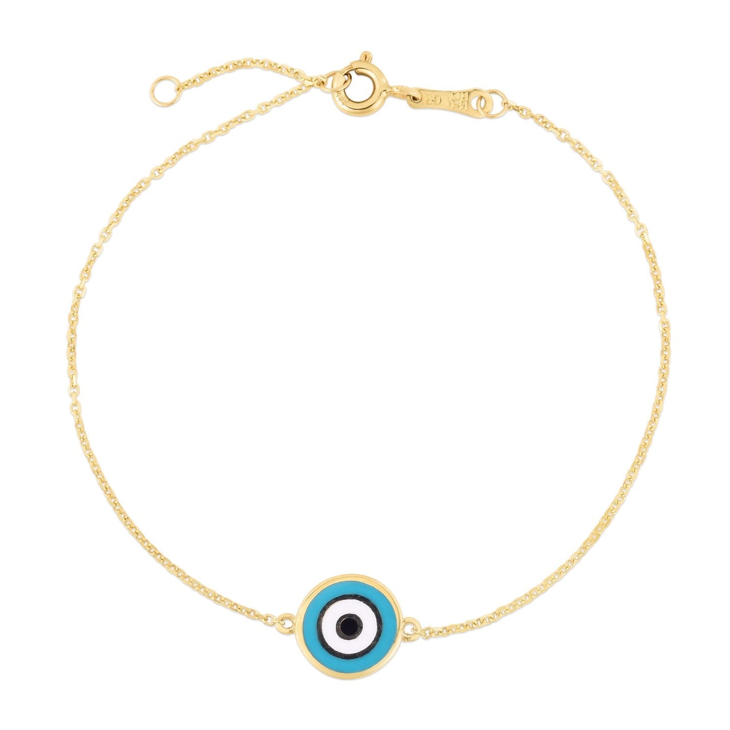 14k Yellow Gold Blue Evil Eye Bracelet-1