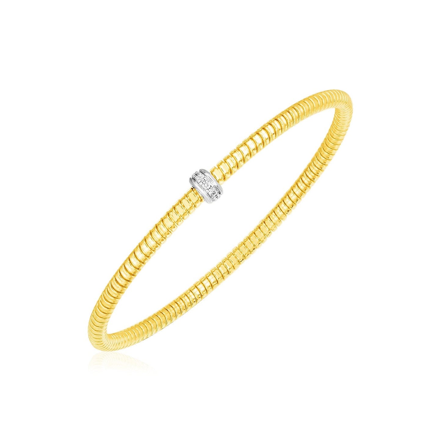 14k Yellow Gold Stretch Bangle with Diamonds-0