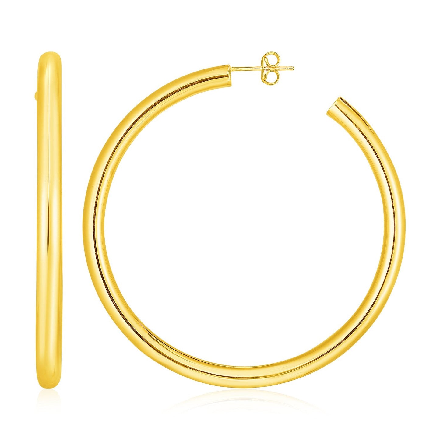 14k Yellow Gold Polished Hoop Earrings-0