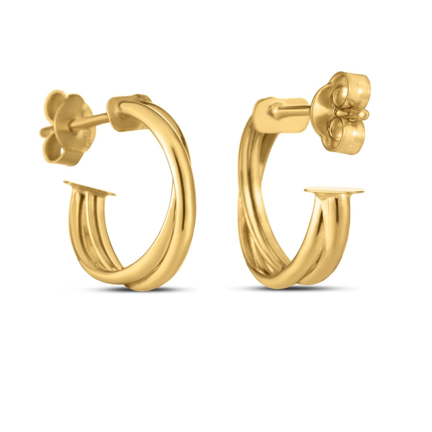 14k Yellow Gold Crossover Hoops-1