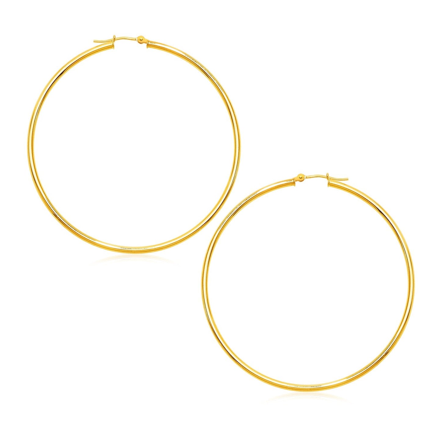 14k Yellow Gold Polished Large Round Hoop Earrings-0