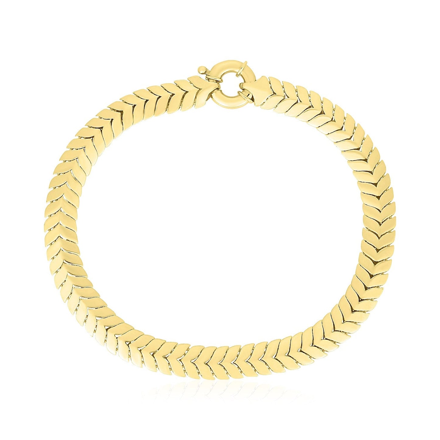 14k Yellow Gold High Polish Chevron Link Bracelet (6mm)-0