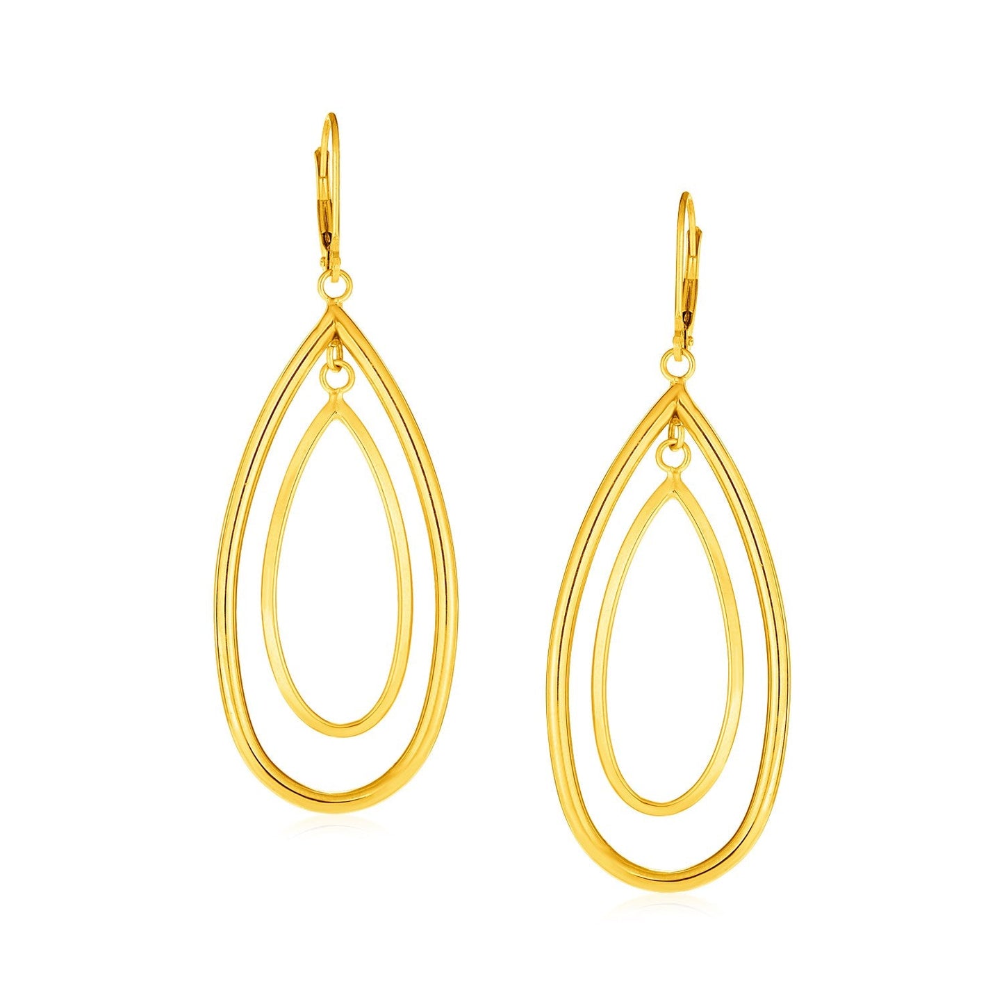 14k Yellow Gold Earrings with Teardrop Dangles-0