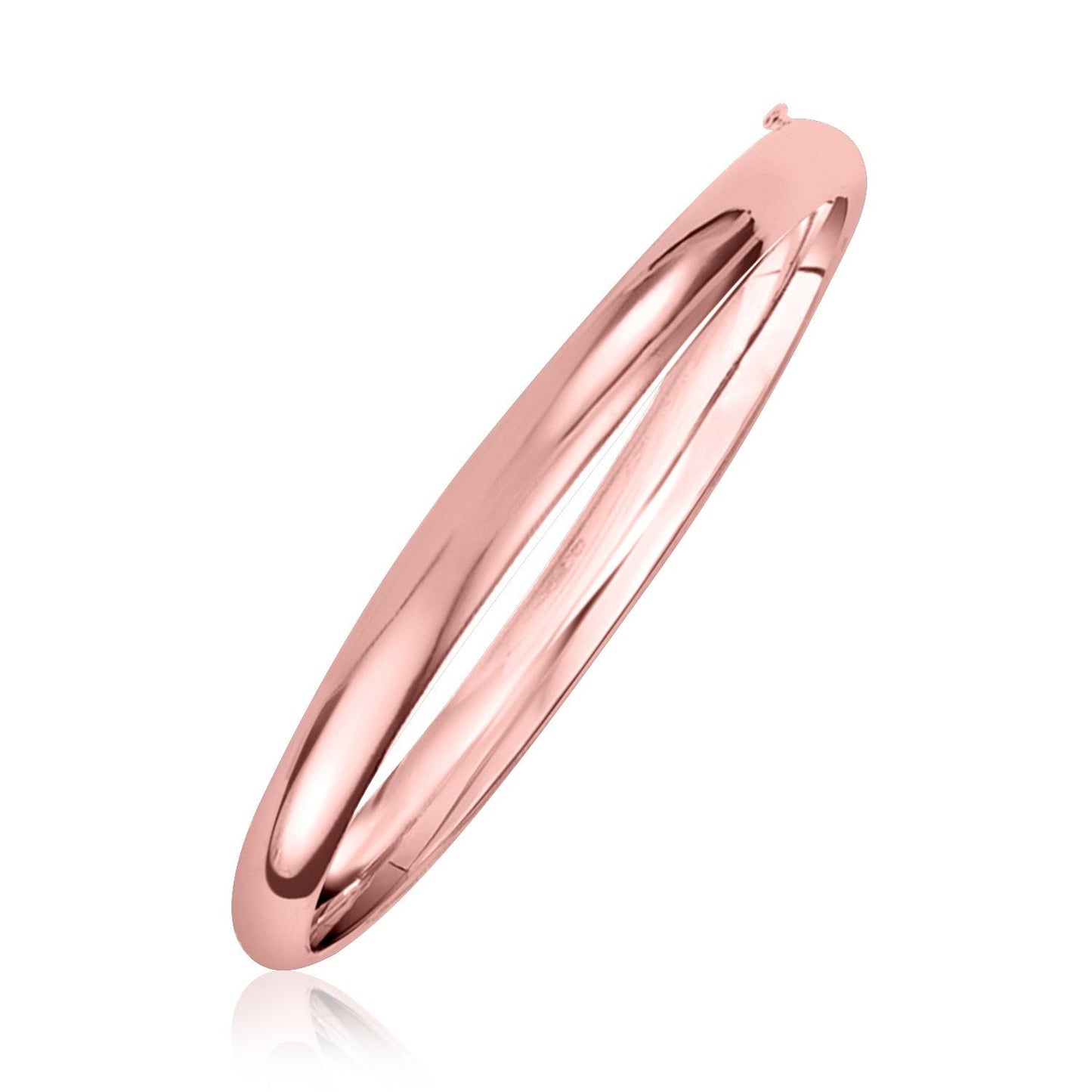 14k Rose Gold 5mm Fancy Shiny Dome Bangle-0