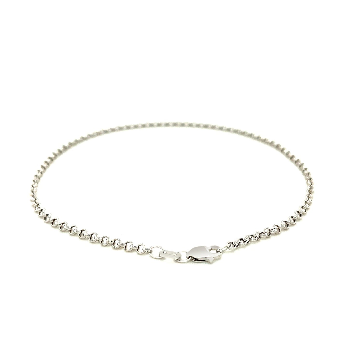 2.3mm 10k White Gold Rolo Anklet-2